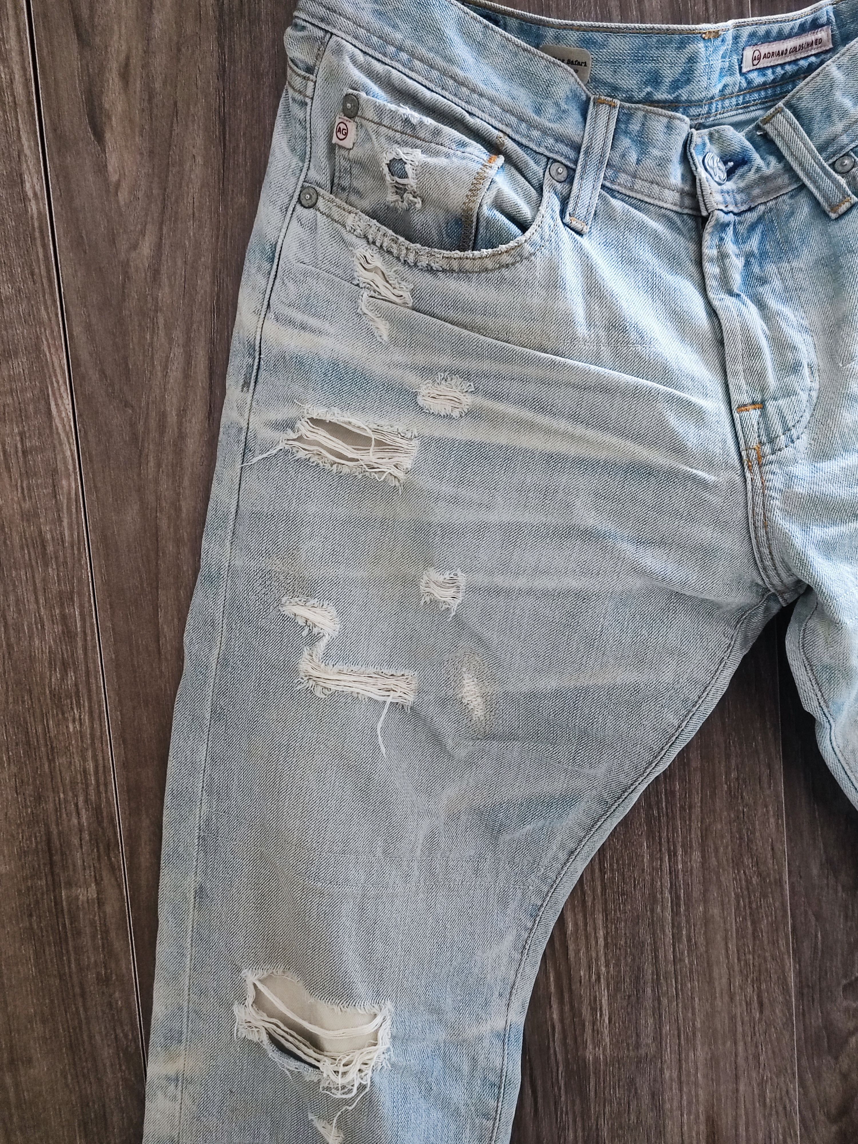 AG Adriano Goldschmied AG Adriano Goldschmied Distressed Faded Blue Jeans Size US 33 - 3 Thumbnail