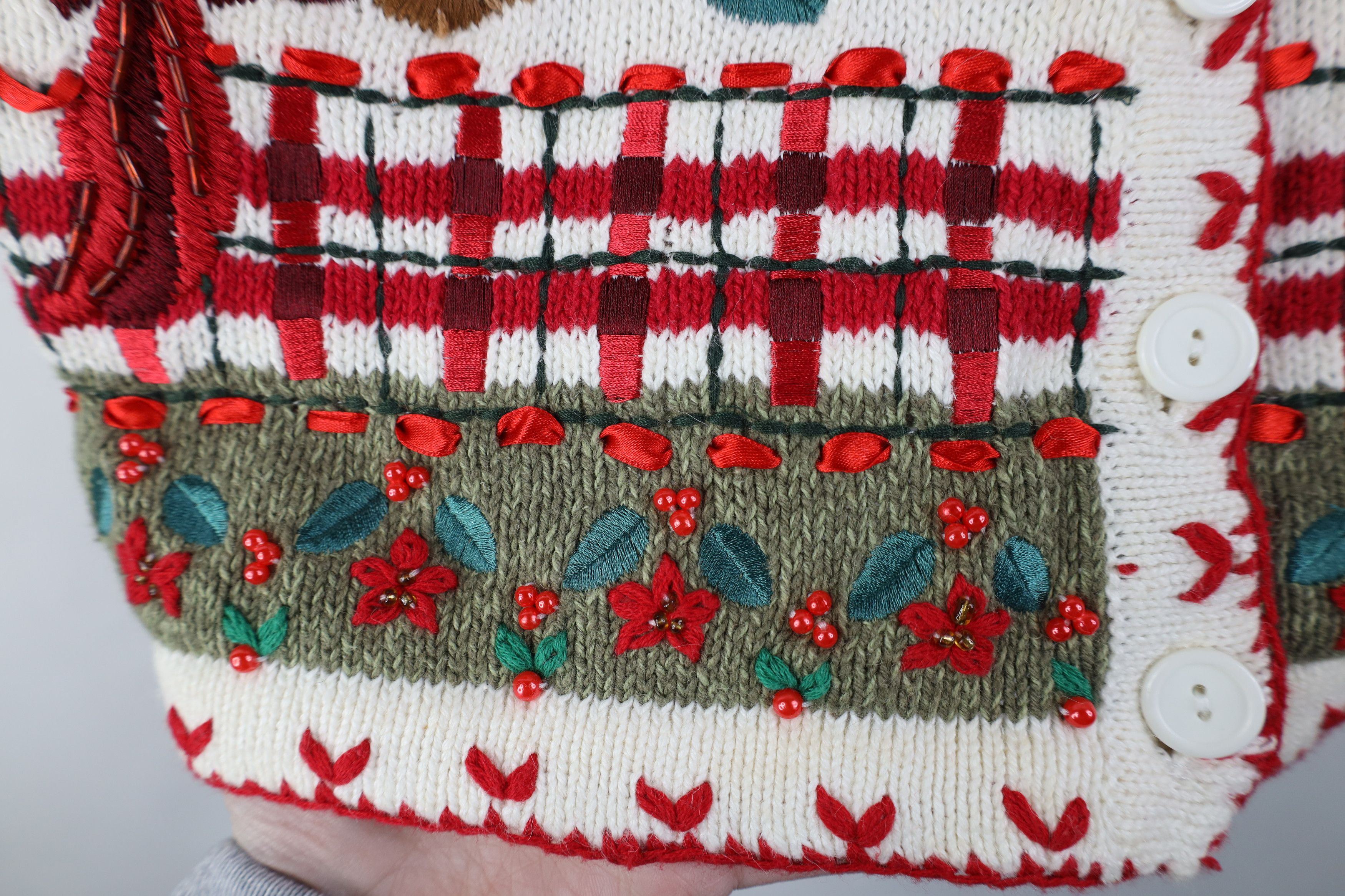 Vintage Vintage 90s Y2K Babydoll Nature Cardinal Bird Flower Sweater Size M / US 6-8 / IT 42-44 - 10 Thumbnail