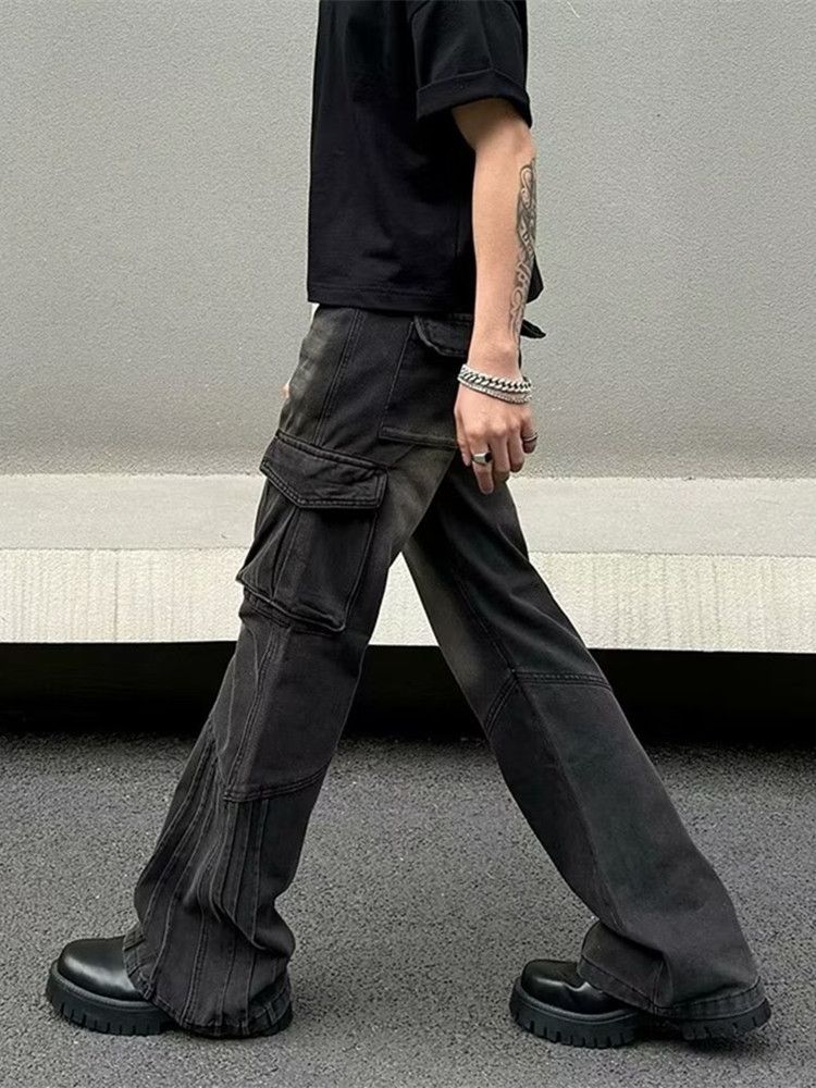 Japanese Brand × Jean 90's Vintage Striped Cargo Baggy Jeans Size US 34 / EU 50 - 2 Thumbnail