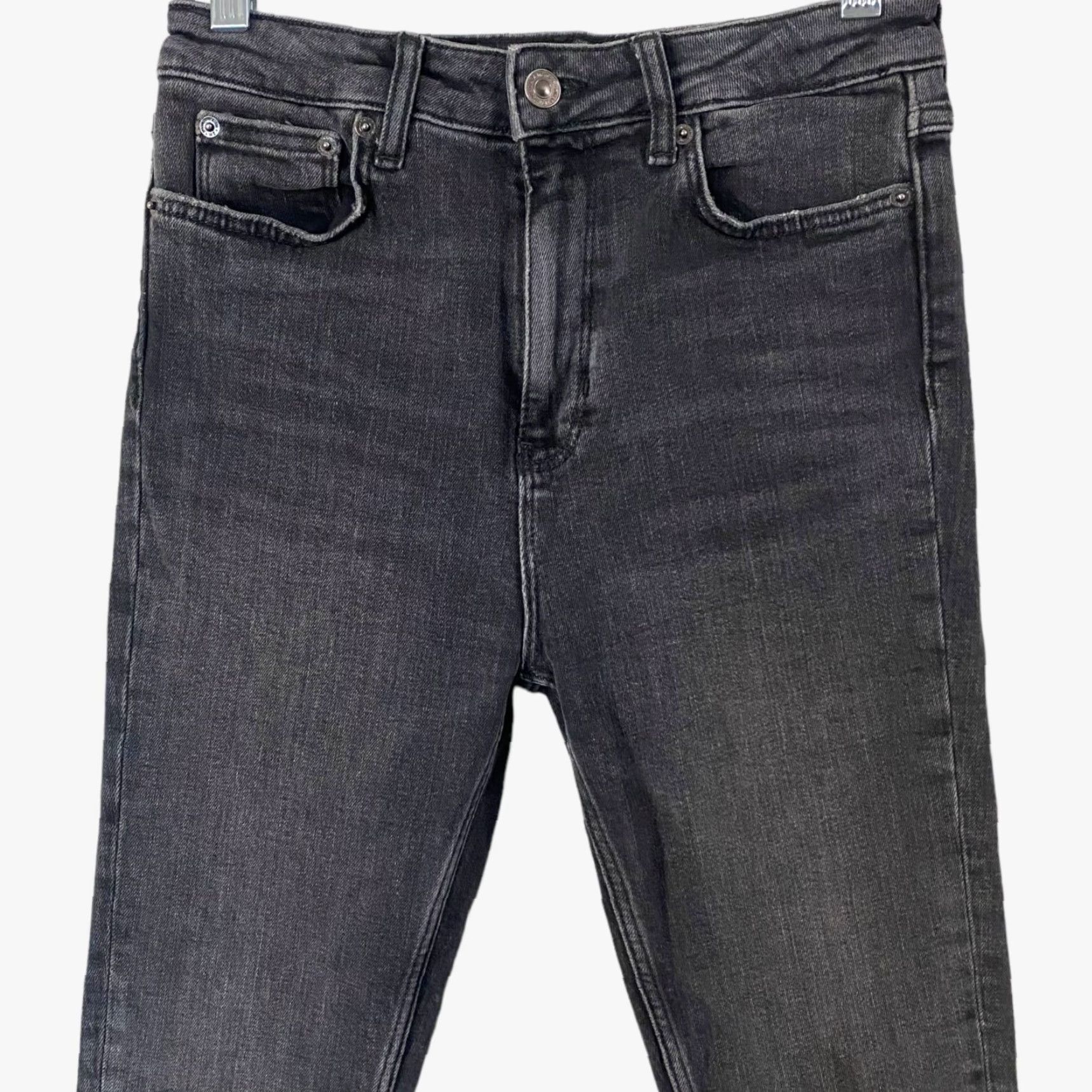 Zara Zara High Waist Skinny Jeans Womens 4 Black Dark Wash Faded Denim Raw Hem Jeans Size 27" / US 4 / IT 40 - 5 Thumbnail
