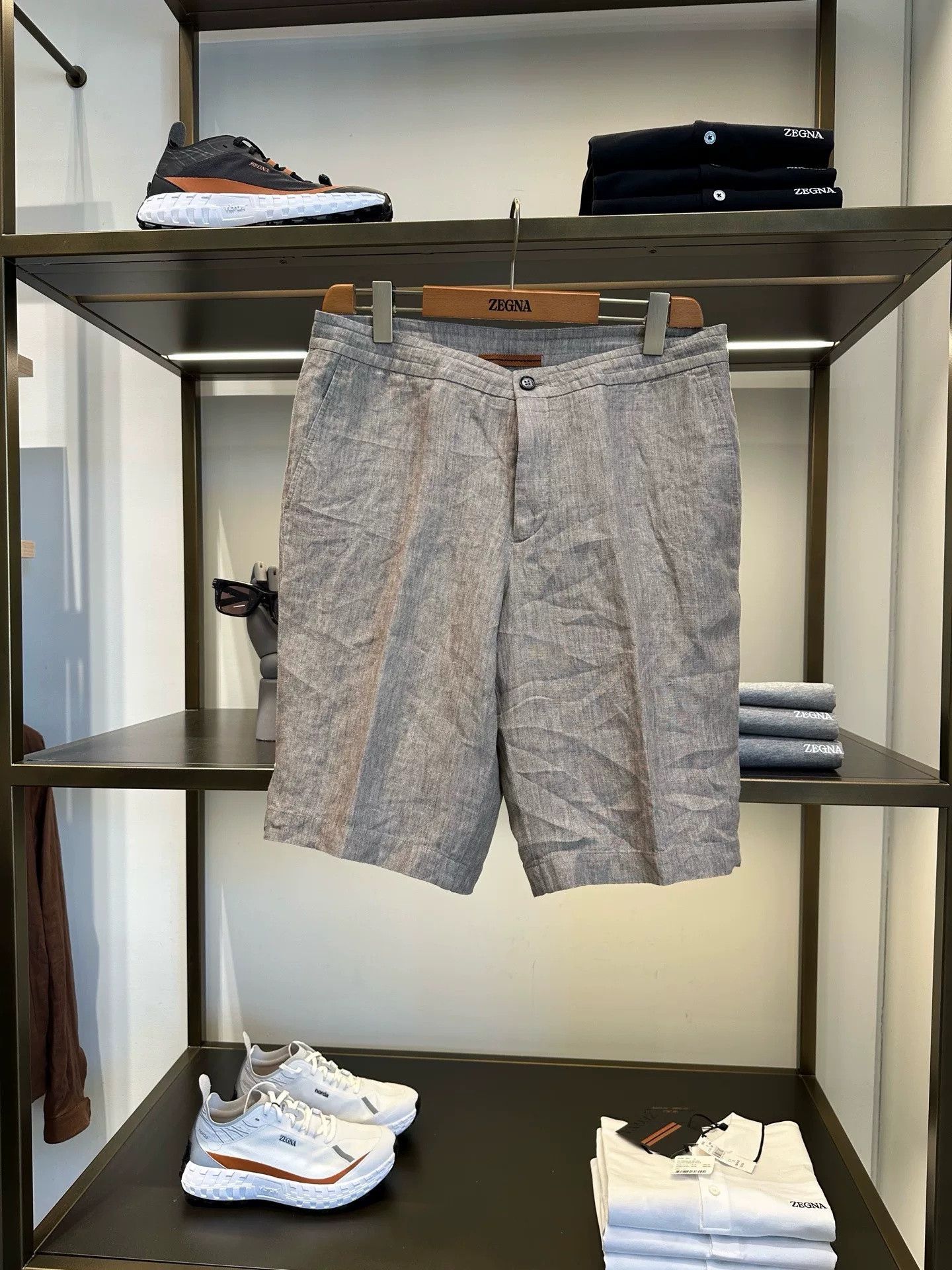 Ermenegildo Zegna Zegna Men's Gray Linen Shorts Size US 30 / EU 46 - 2 Thumbnail