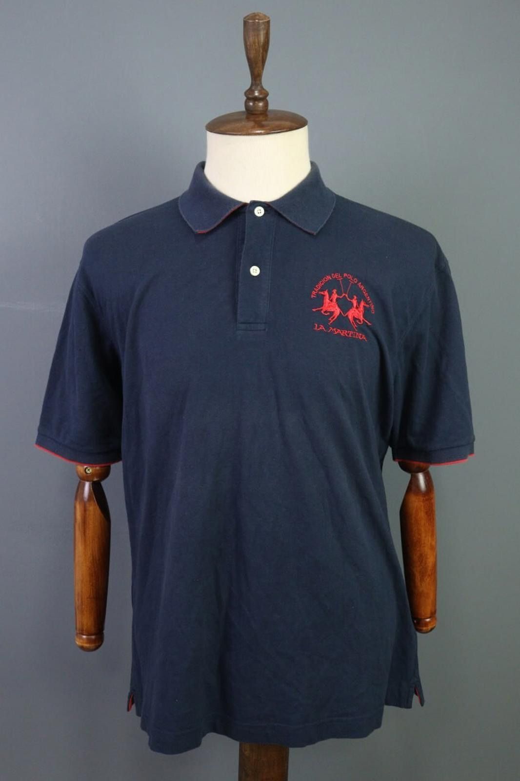 La Martina La Martina Navy Cotton Collared Popover Polo Shirt Size 2XL Size US XXL / EU 58 / 5 - 1 Thumbnail
