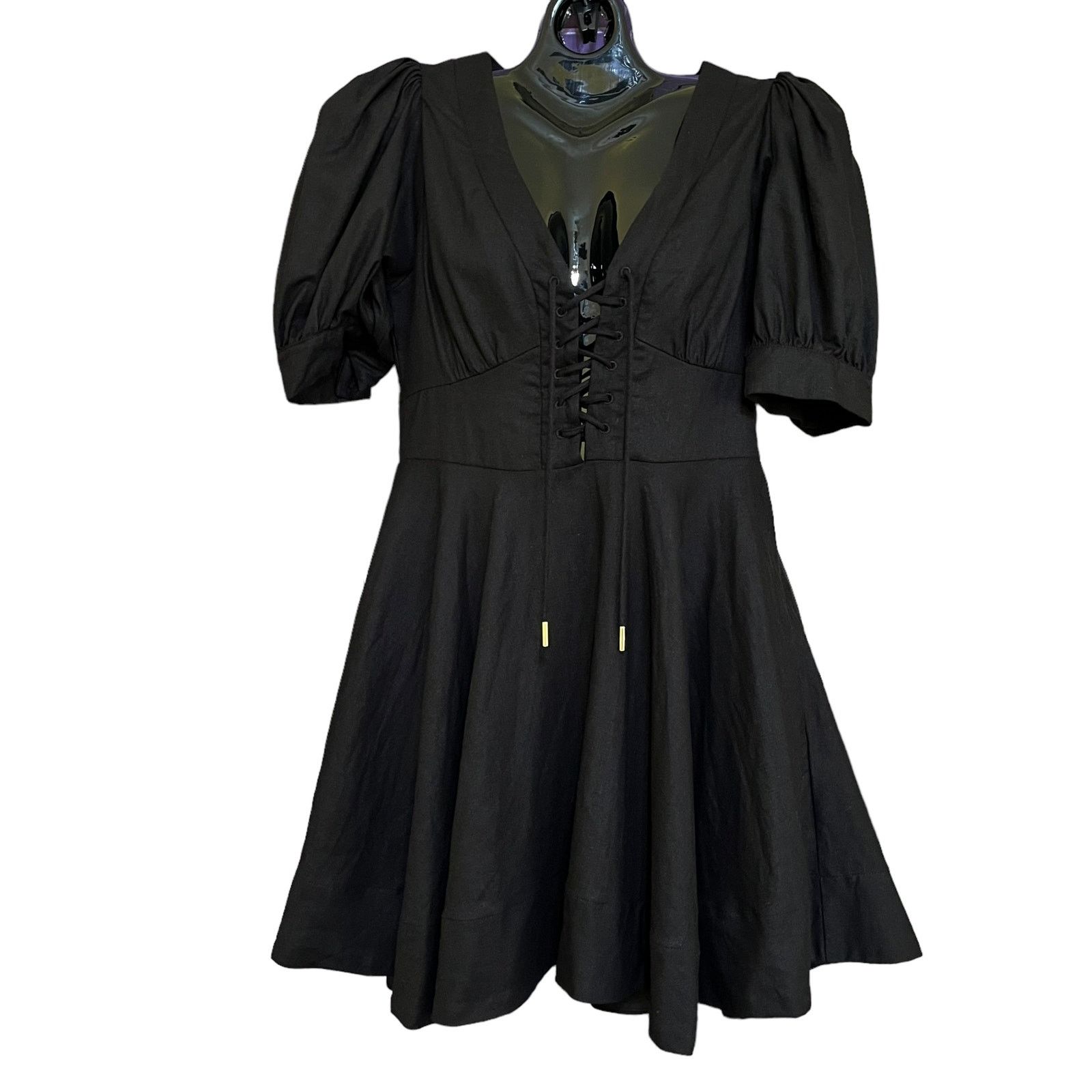 House of Harlow House of Harlow 1960 Black Linen Blend Lace-Up Mini Dress Size M / US 6-8 / IT 42-44 - 10 Thumbnail