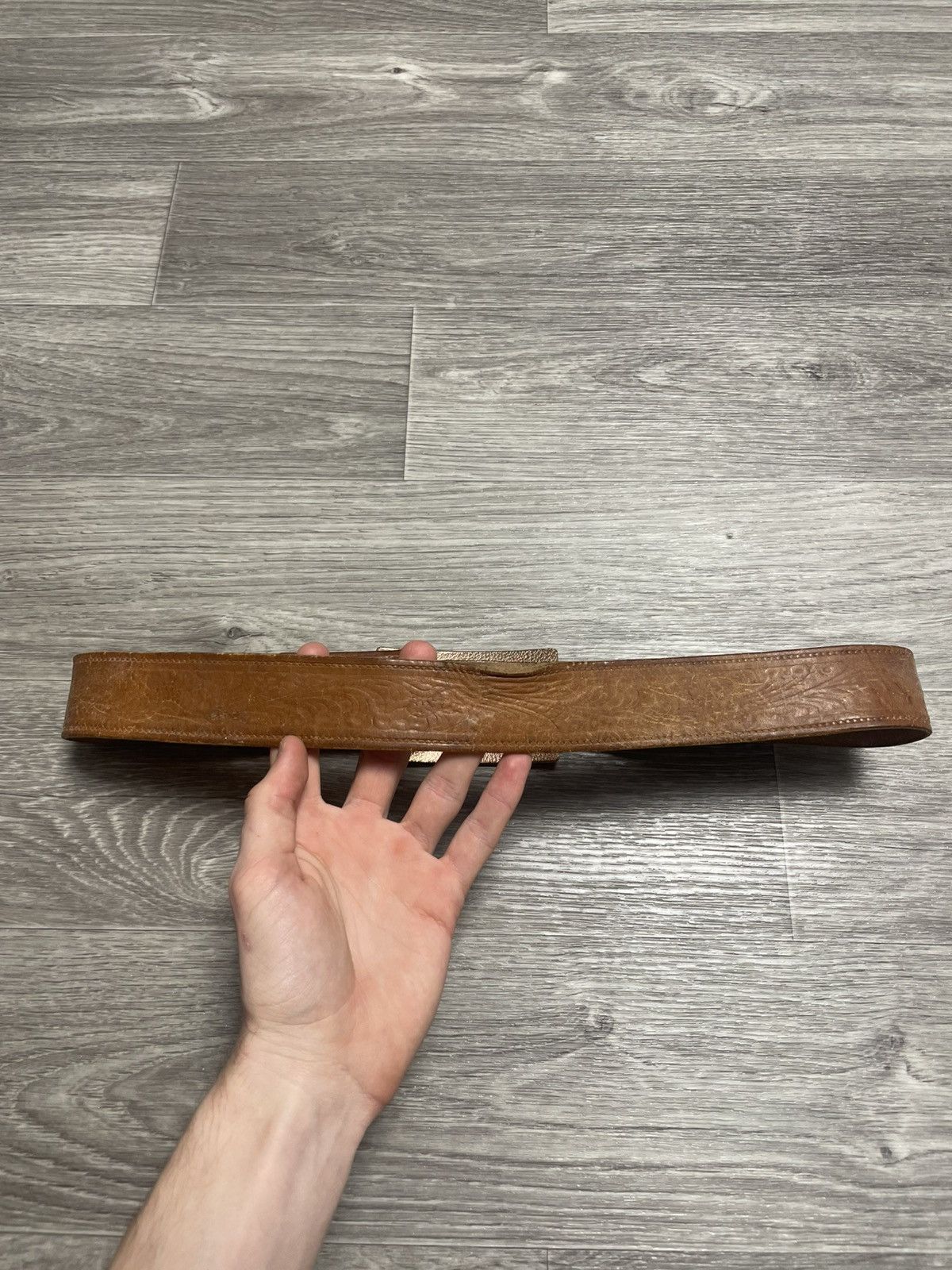 Other Brown Western-Style Belt w/ Religious Prayer Buckle Size ONE SIZE - 9 Thumbnail