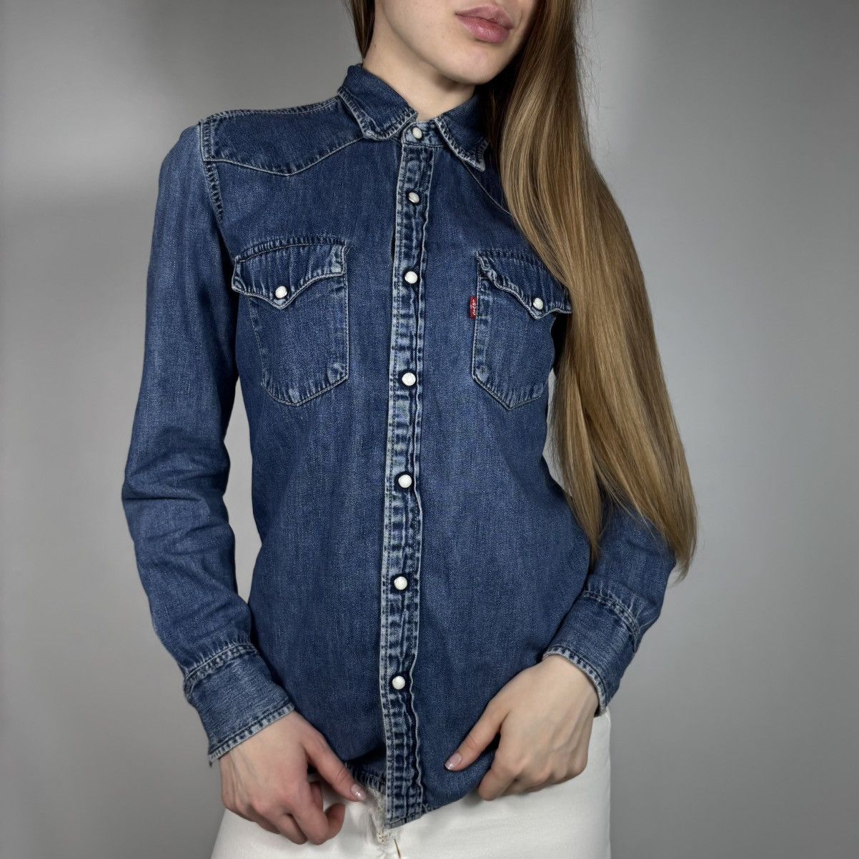 Levi's Vintage Clothing Vintage 00s Levis Red Tab Denim Shirts Retro Casual Style Size M / US 6-8 / IT 42-44 - 2 Thumbnail