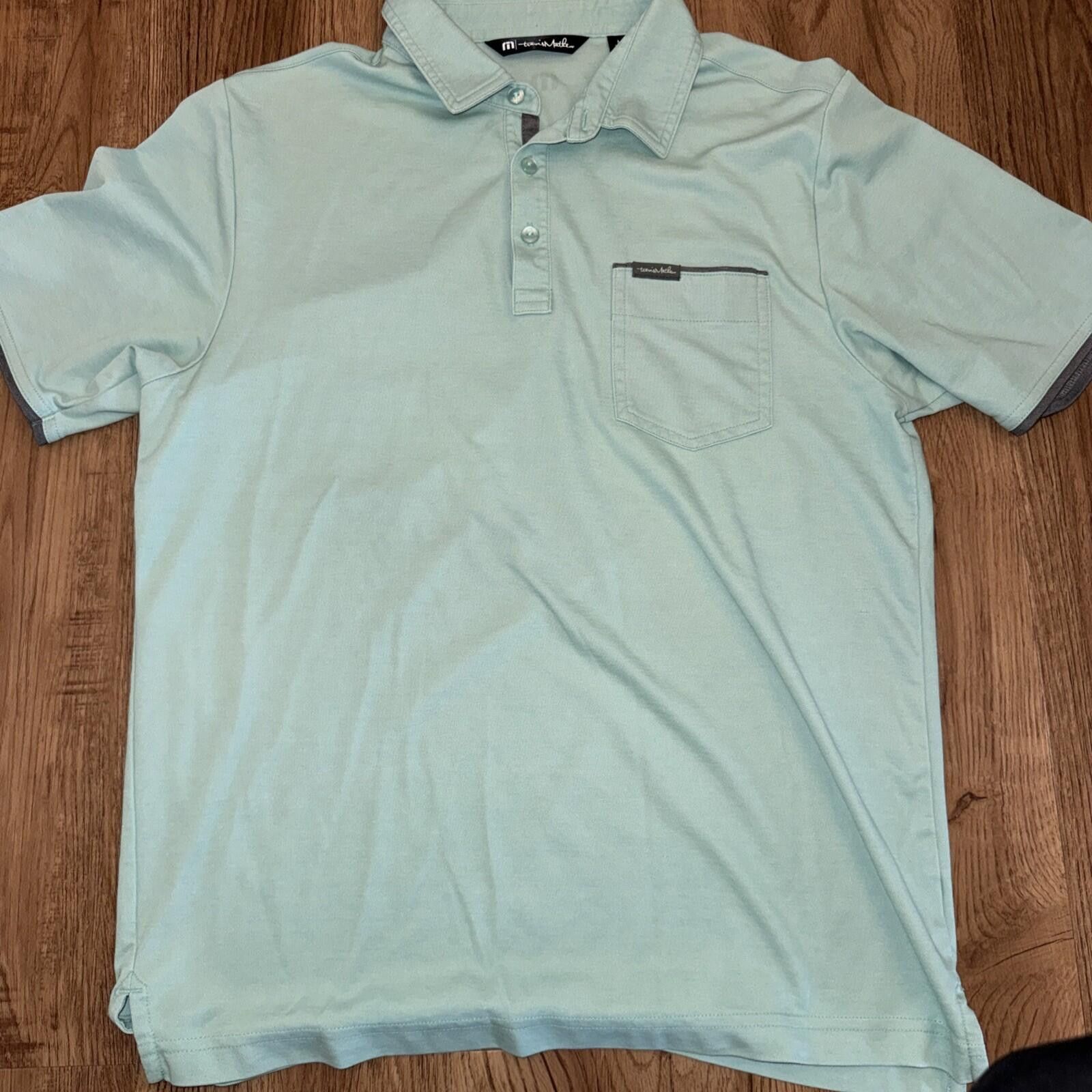 TravisMathew Travis Mathew Sz M Solid Light Green Polo Pima Cotton Blend Size US M / EU 48-50 / 2 - 5 Thumbnail