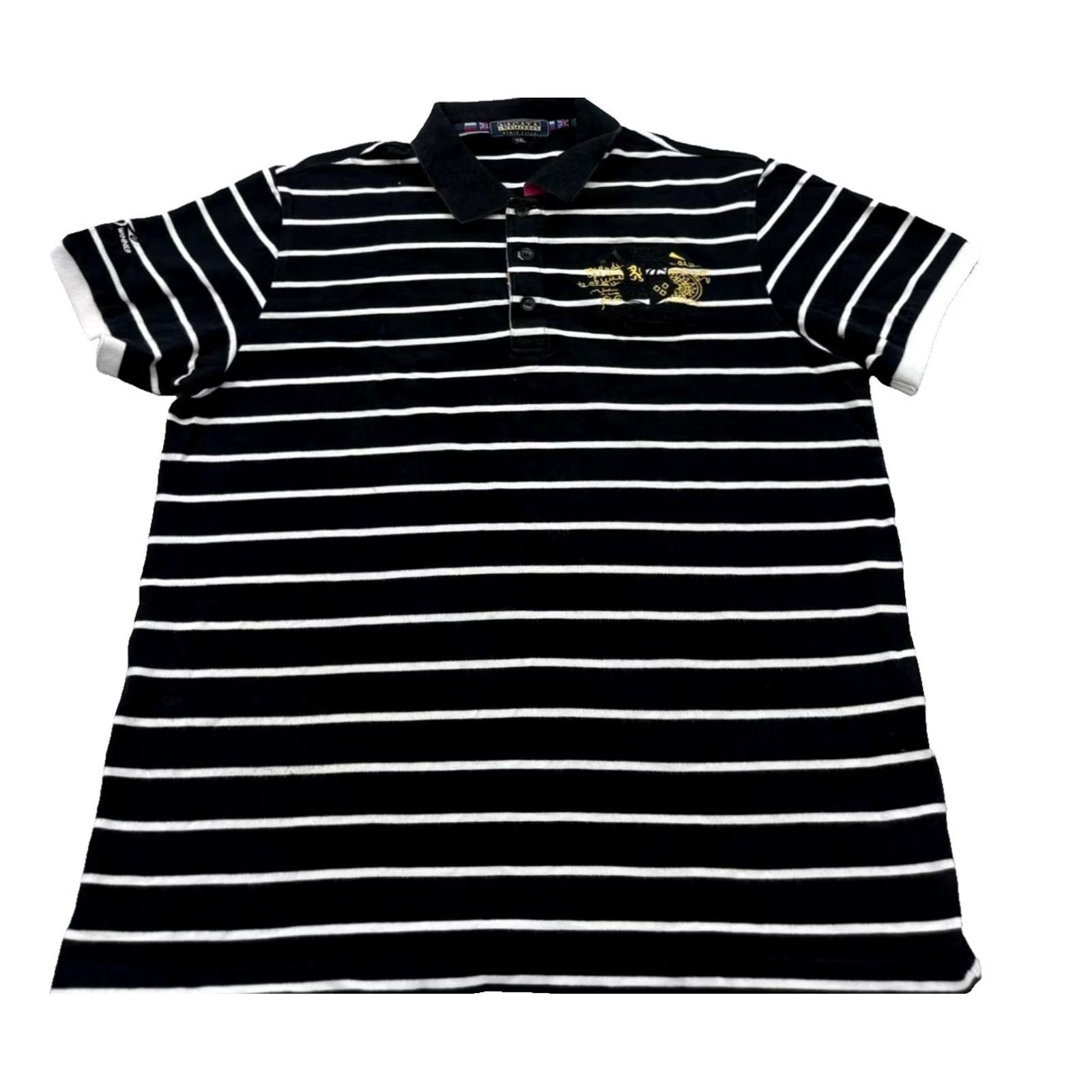 Vintage Nagata Black Striped Polo Shirt Denim Style Men’s 2XL Made in Italy Polo Shirt Mens Black 90s Theme Size US XXL / EU 58 / 5 - 2 Thumbnail