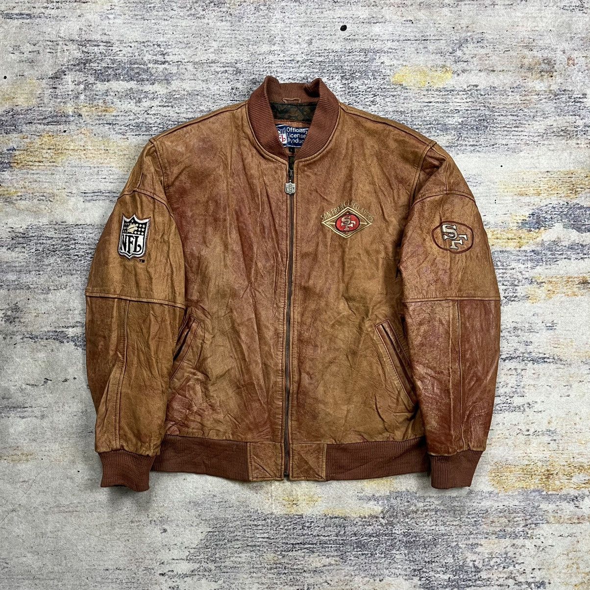 NFL Vintage 90s Nfl 49ers bomber leather jacket by campri Size US L / EU 52-54 / 3 - 3 Thumbnail