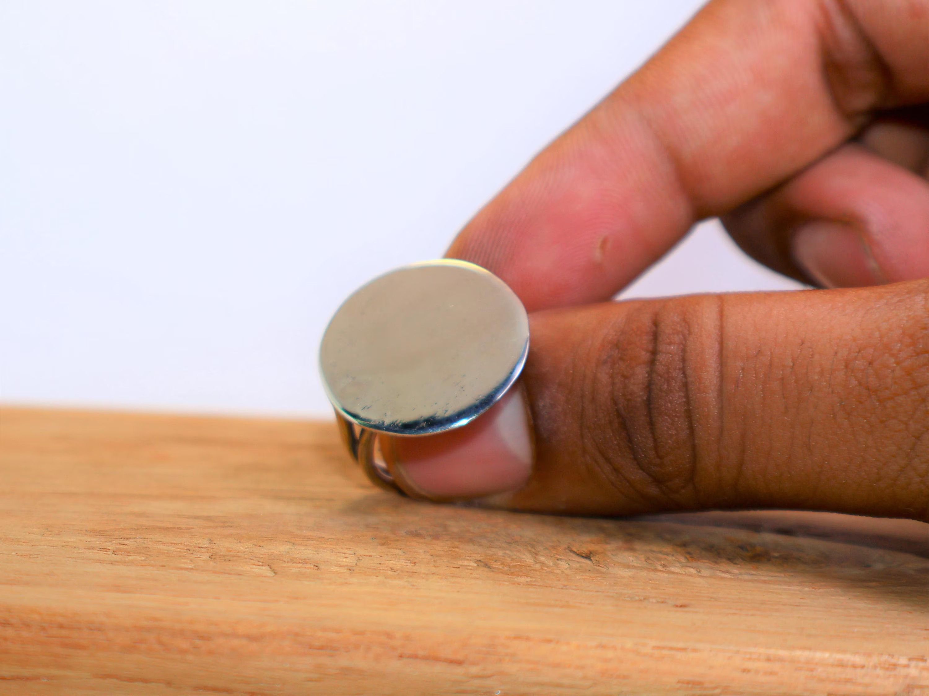 Handmade Handmade Disc Silver Ring, Sterling silver Statement Ring, Size ONE SIZE - 1 Thumbnail