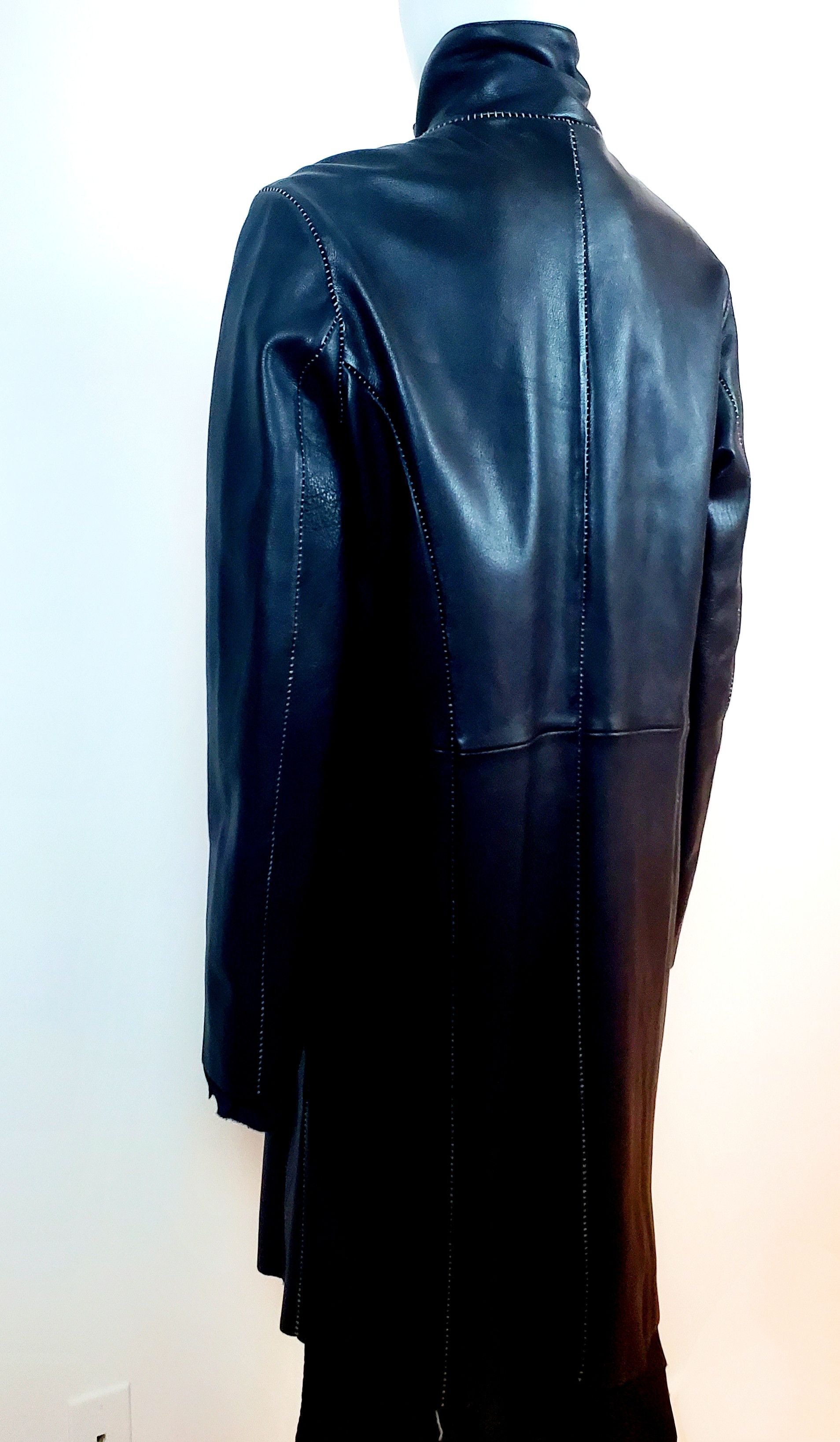 Army Of Me Army of Me Draped Genuine Leather Parka Overcoat Jacket Size US XL / EU 56 / 4 - 8 Thumbnail