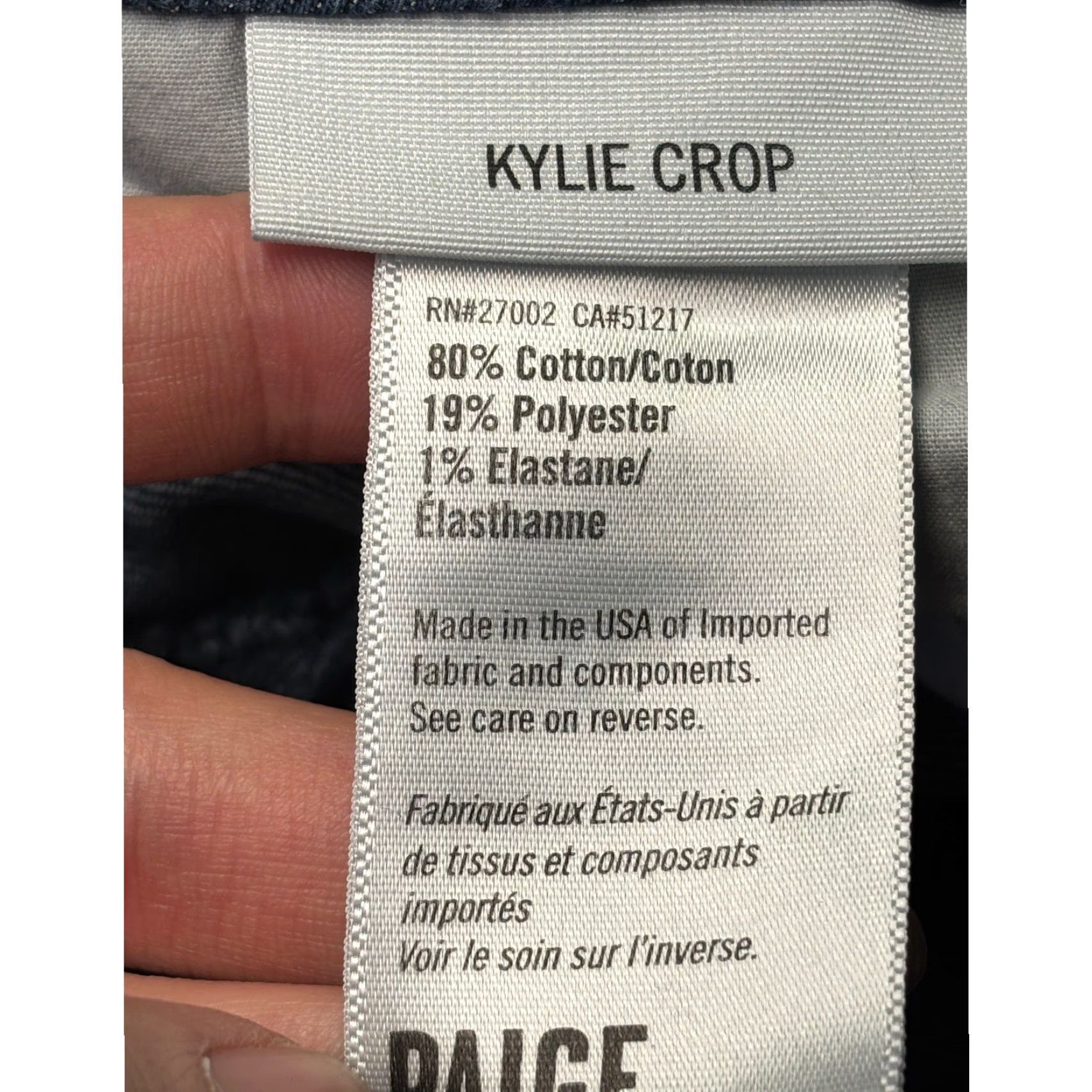 Paige Paige Kylie Crop Jeans Tonal Duncan Dark Wash Straight Leg 29X26 WJ629 DNM184 Womens Denim Size 29" - 6 Thumbnail
