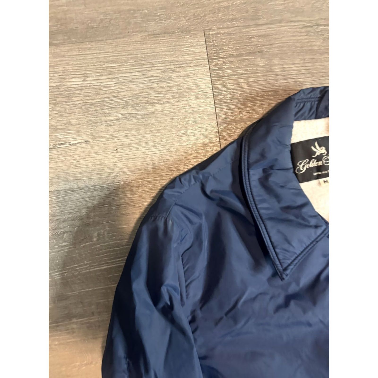 Vintage VINTAGE Golden Fleece Jacket Mens M Windbreaker Nylon Blue Lined Fleece Short ZIP Collar Pockets Size US M / EU 48-50 / 2 - 2 Thumbnail