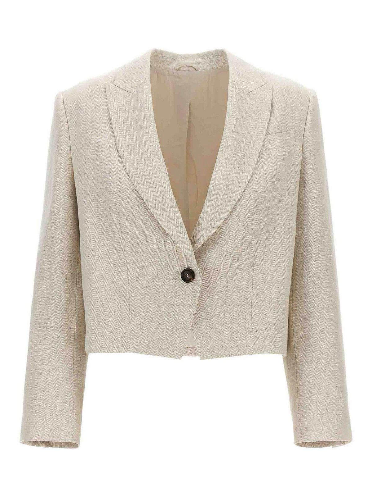 Brunello Cucinelli o1y0725 Blazer in Beige Size M / US 6-8 / IT 42-44 - 1 Thumbnail