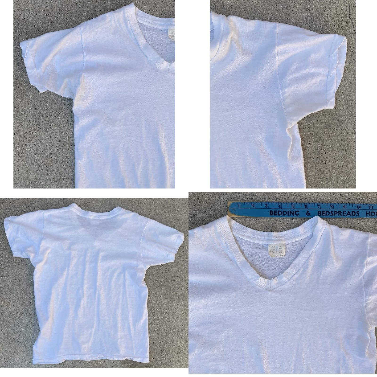 Vintage VINTAGE Two Guys White V-Neck T-Shirt - Shirt - Men M - 100% Cotton - Single Stitch - Made in USA Size US M / EU 48-50 / 2 - 10 Thumbnail