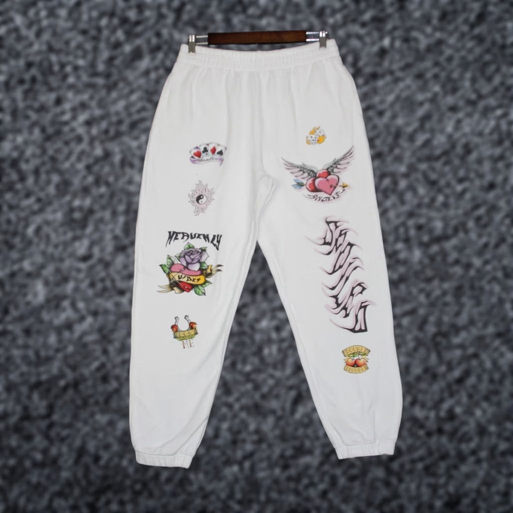 Forever 21 Forever 21 White Tattoo Graphic Sweatpants Joggers Lounge Pants Y2K Size L Unisex Adults Size 36" / US 14 / IT 50 - 1 Thumbnail