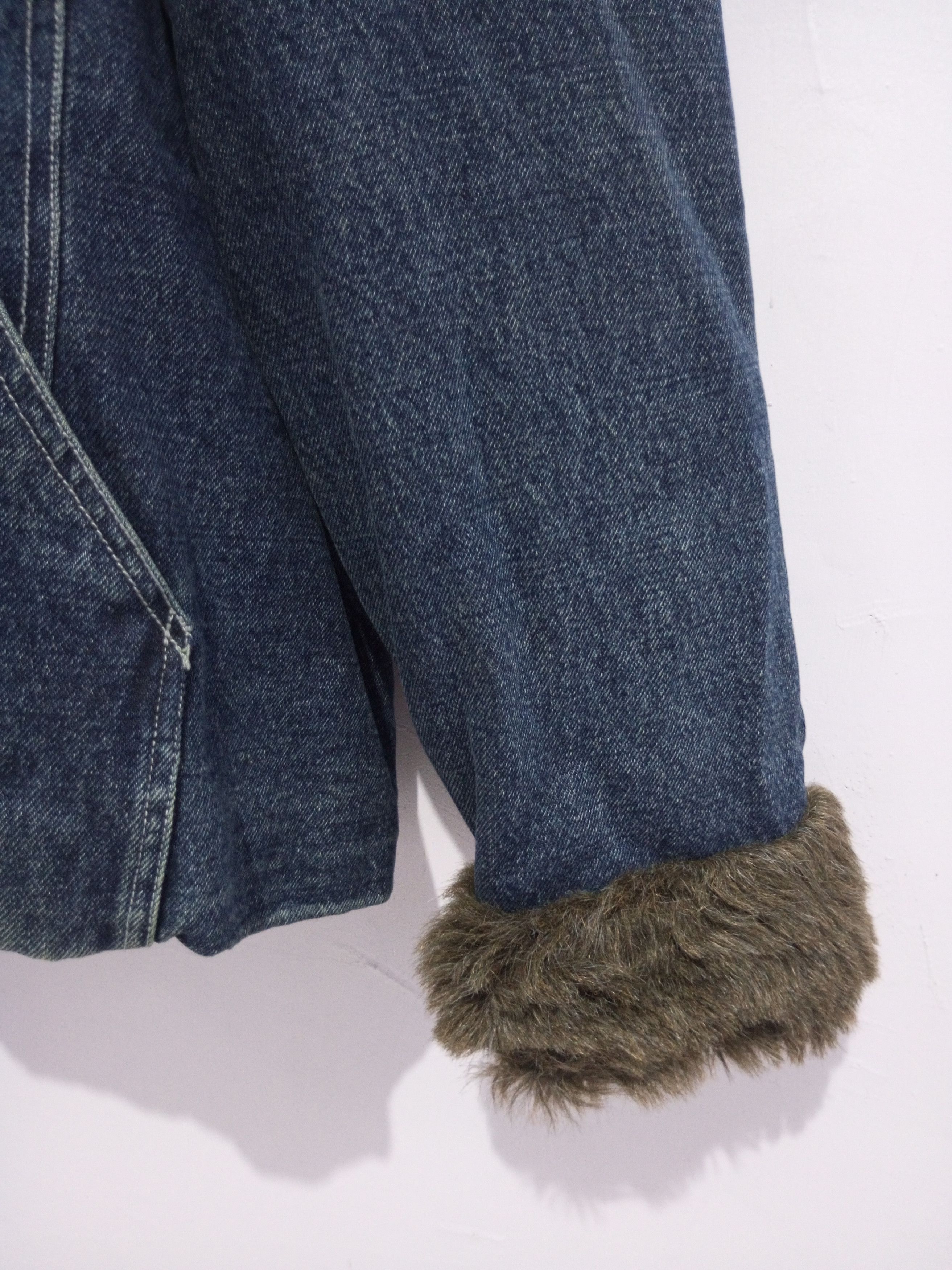 If Six Was Nine Vintage m-o-t-o denim jacket faux fur hoodie Size US M / EU 48-50 / 2 - 4 Thumbnail