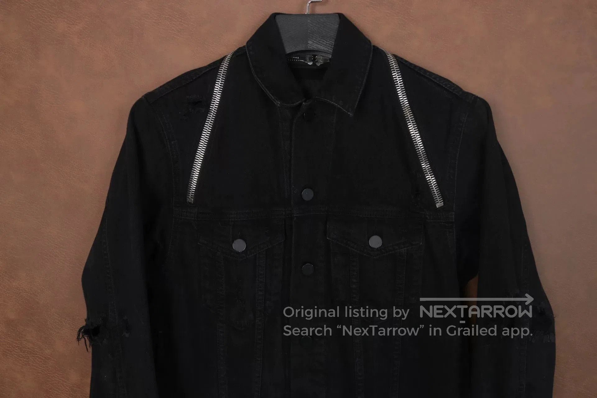 Japanese Brand Alexander Wang Off-Shoulder Black Denim Jacket. Size XS / US 0-2 / IT 36-38 - 2 Thumbnail