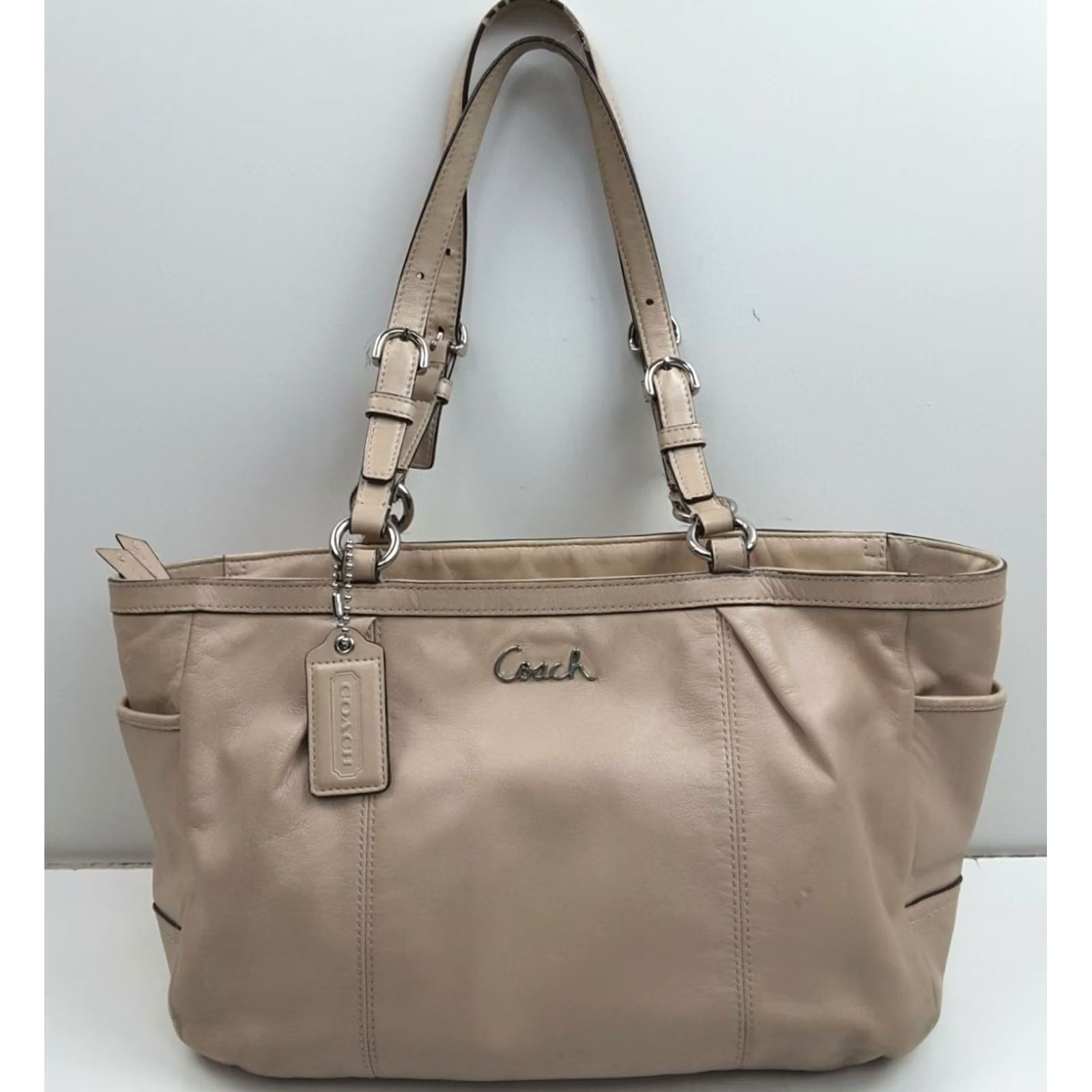 Coach VINTAGE Coach F17721 Gallery Leather Shoulder Handbag Tote Purse Beige Womens Medium XL? Size ONE SIZE - 3 Thumbnail
