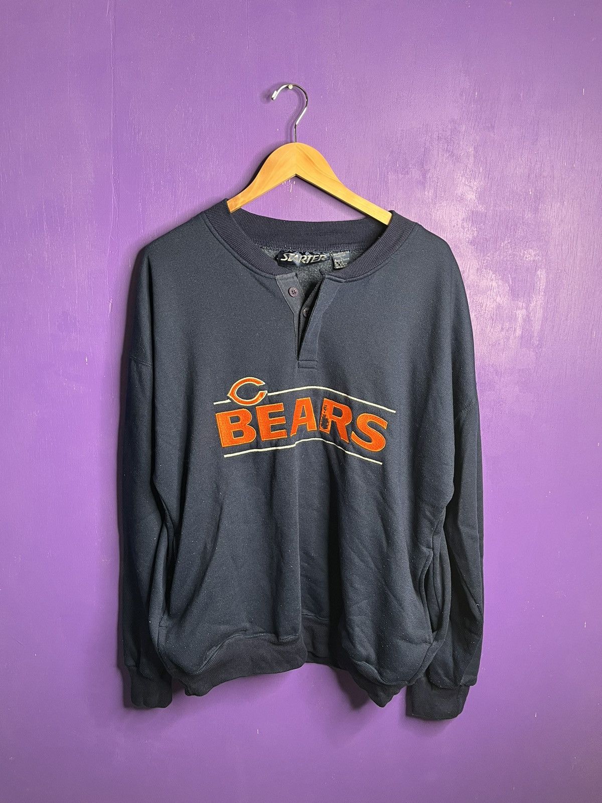 NFL × Starter × Vintage Vintage 90s Starter Chicago bears button sweatshirt Size US L / EU 52-54 / 3 - 1 Thumbnail