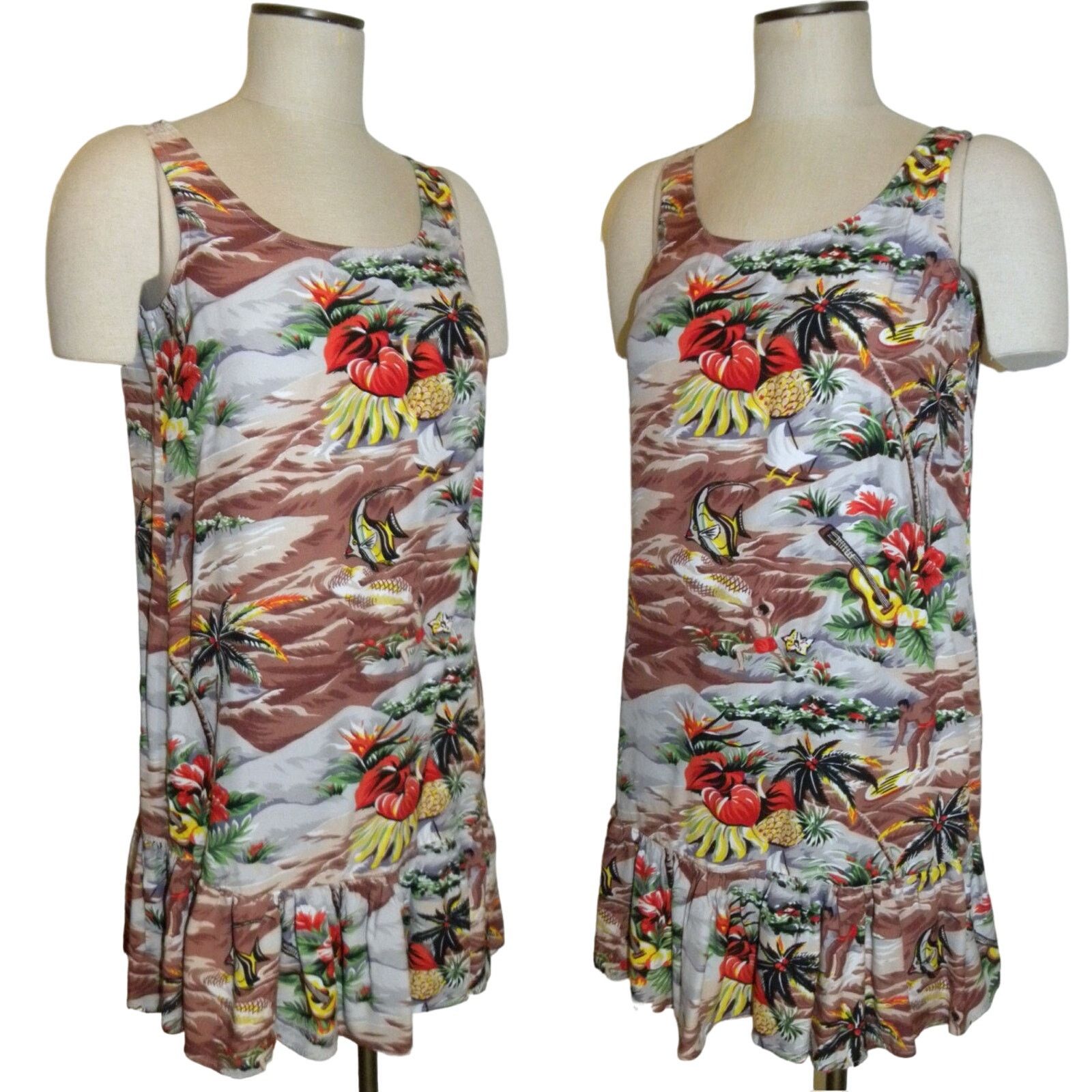 Vintage 90s Hawaiian Print Rayon Sundress | Shift | Fits XS Size XS / US 0-2 / IT 36-38 - 1 Thumbnail