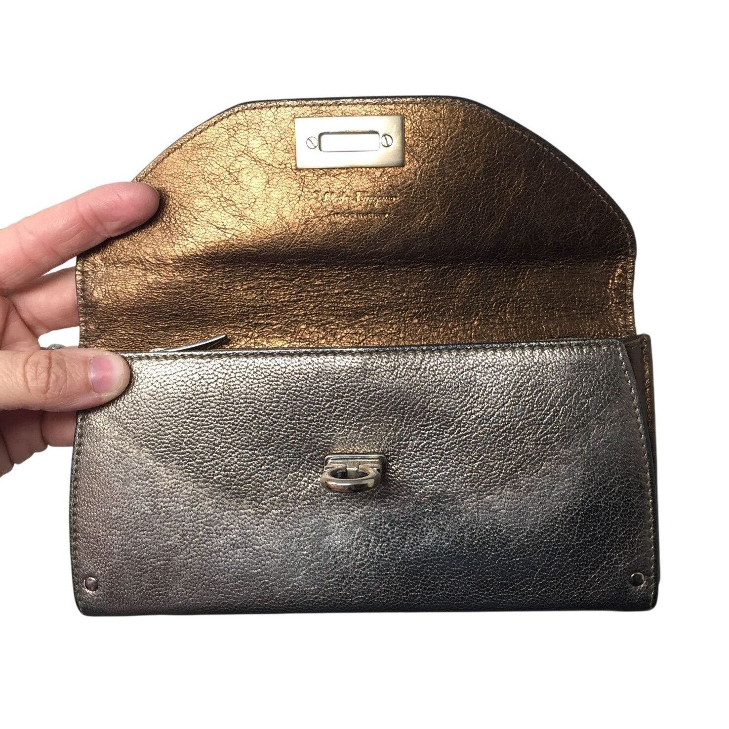 Salvatore Ferragamo Salvatore Ferragamo Metallic Tricolor Long Wallet with Dust Size ONE SIZE - 4 Thumbnail