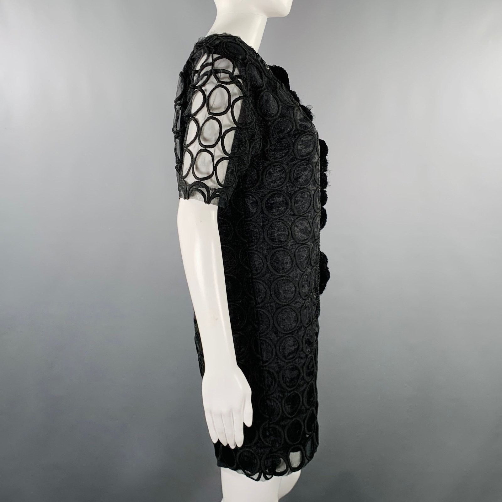 Marni Size 4 Black Polyester Applique Double Layer Cocktail Dress Size S / US 4 / IT 40 - 3 Thumbnail