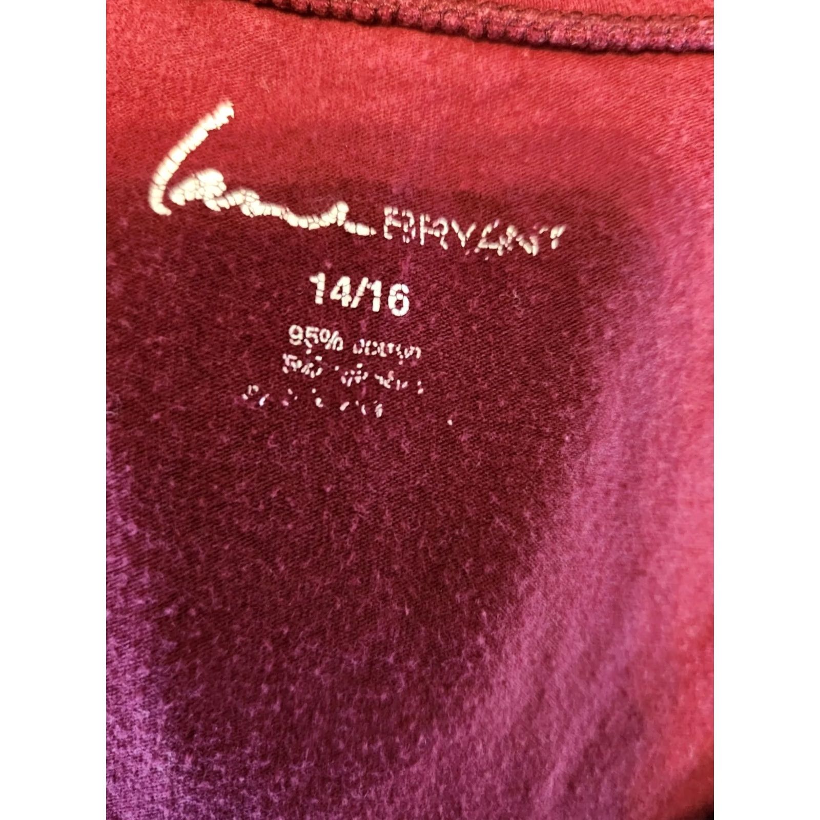 Vintage Lane Bryant Burgundy V-Neck Long Sleeve Basic Shirt 14/16 Women Plus Regular Red Cotton Spandex Tagless Easy Care Size XL / US 12-14 / IT 48-50 - 2 Thumbnail