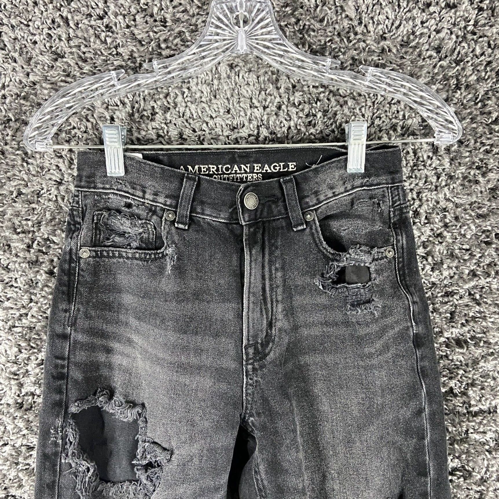 American Eagle Outfitters VINTAGE American Eagle Mom Jeans Distressed Black Regular Size 00 Womens Size 24" / US 00 / IT 34 - 6 Thumbnail