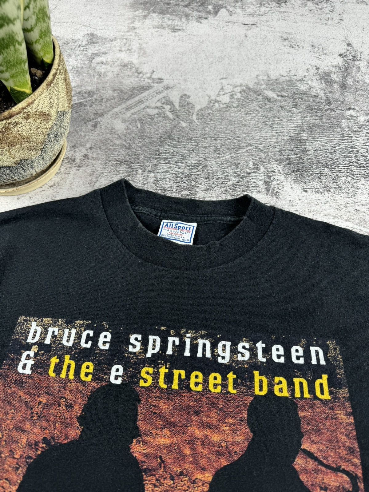 Band Tees 90S Bruce Springsteen 1999 Black Merch Faded Rock T Shirt Tee Size US XL / EU 56 / 4 - 9 Thumbnail