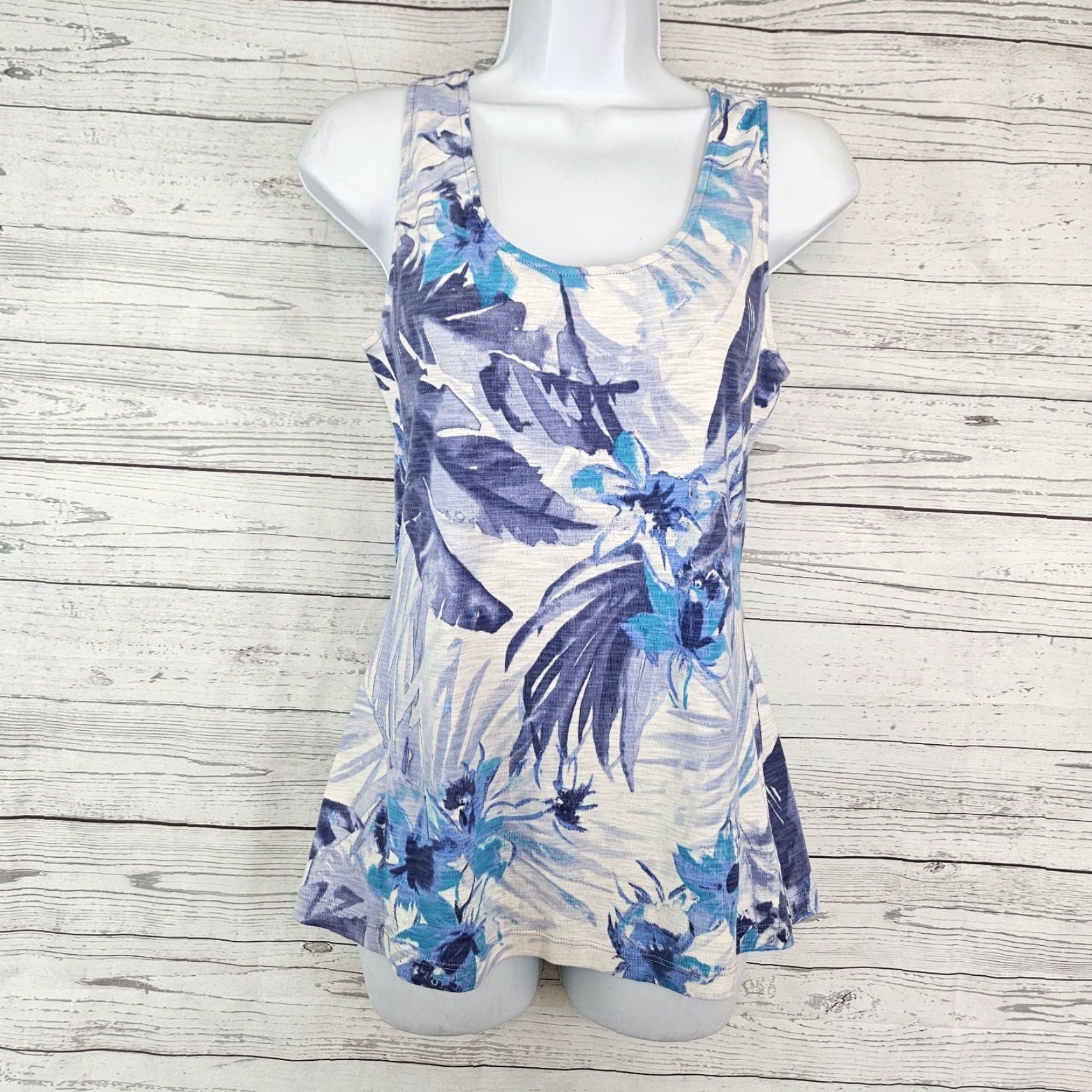 Tommy Bahama VINTAGE Tommy Bahama Womens Tank Top Sz Small Blue Purple Palm Print Cutout Size S / US 4 / IT 40 - 2 Thumbnail