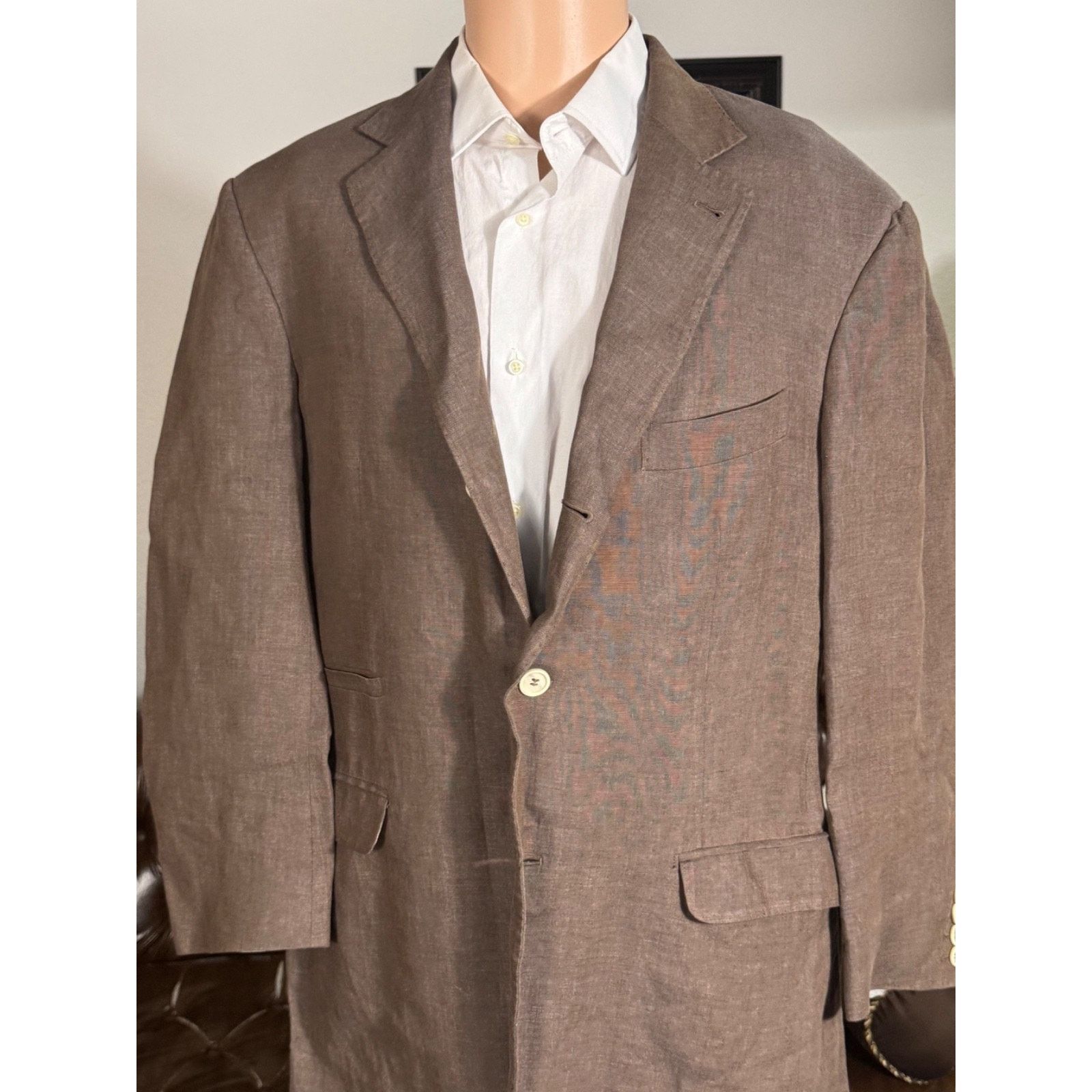 Brunello Cucinelli Brunello Cucinelli Brown Linen Blazer Sport Jacket 54 44R Size 44R - 1 Thumbnail