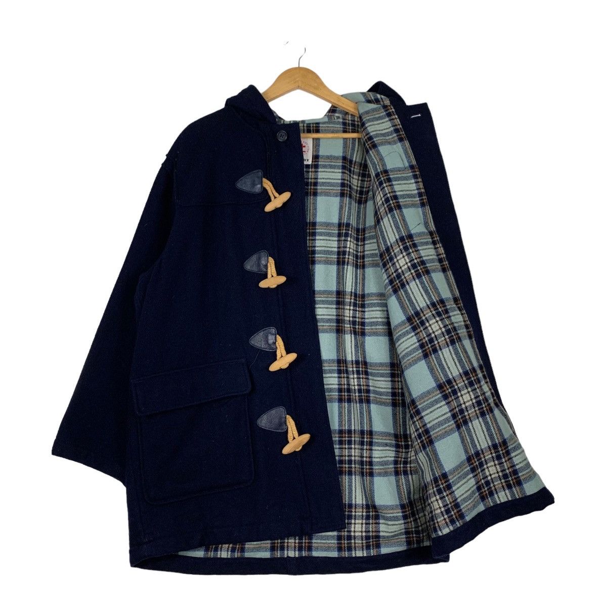 Japanese Brand POSH BOY Checked Lined Wool Hooded Duffle Coat #1123-C51 Size US L / EU 52-54 / 3 - 9 Thumbnail