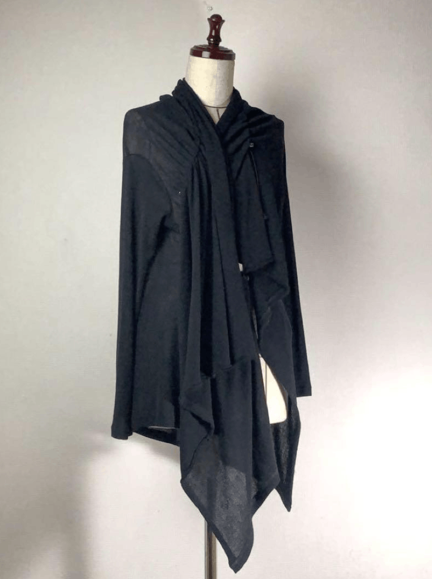 image of Yohji Yamamoto Femme - Asymmetrical Deformed Design Cardigan in Black, Women's (Size Medium)