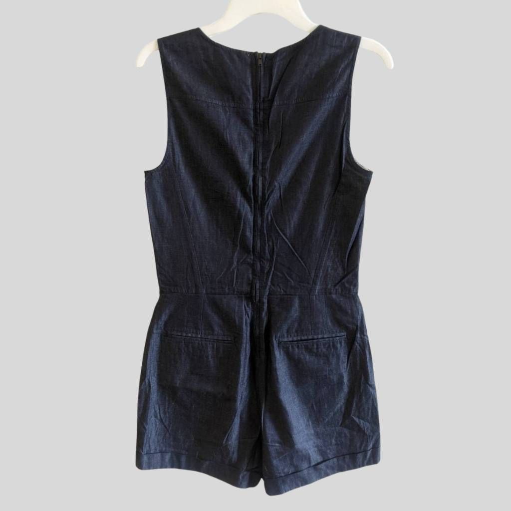 Theory Theory Women’s Denim Romper Size 4 Dark Blue Sleeveless Cott Size 27" / US 4 / IT 40 - 2 Thumbnail