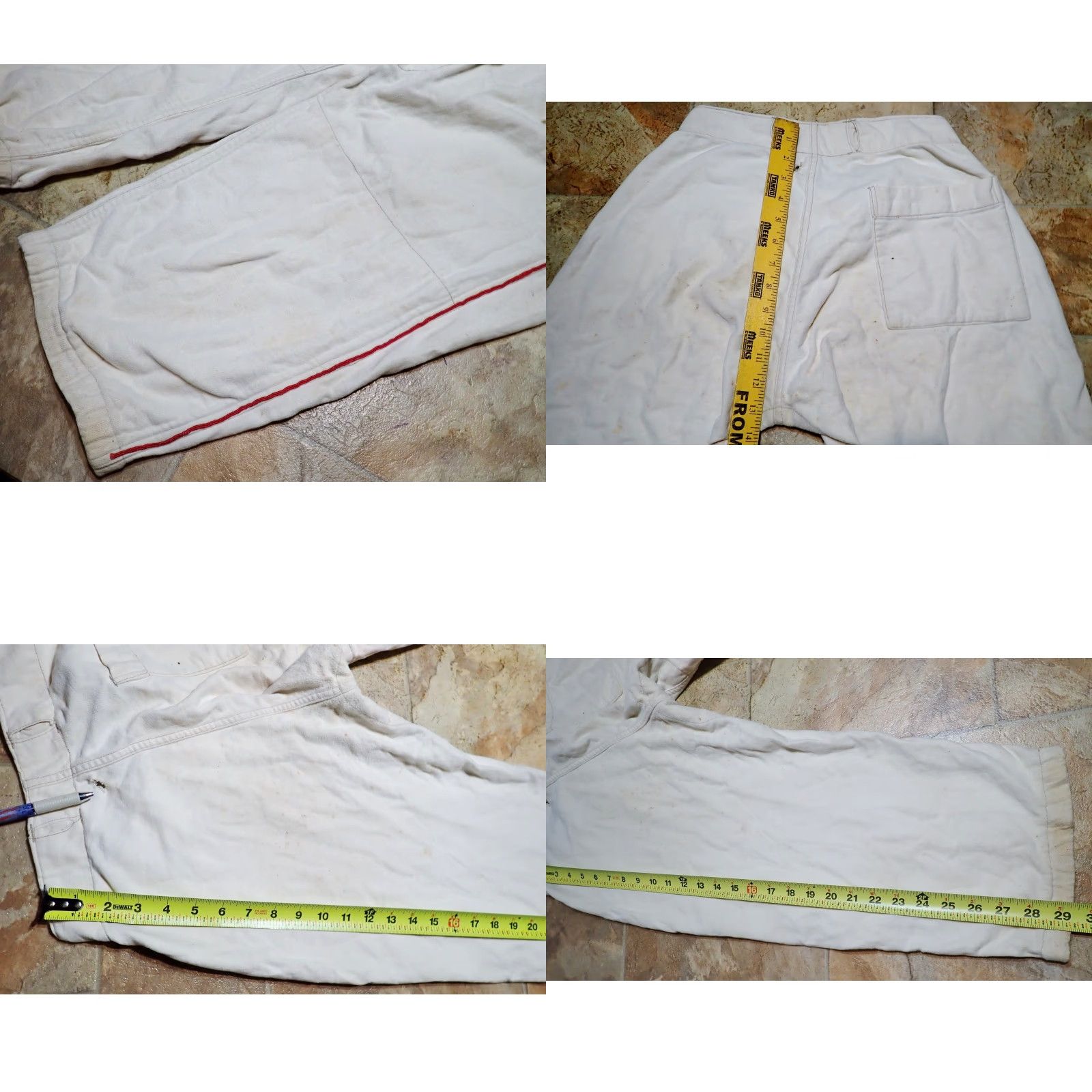 Vintage VINTAGE 40s 50s Flannel Cotton Baseball Uniform Pants Red Piping Sz 30 Cream White Mens Size US 30 / EU 46 - 8 Thumbnail