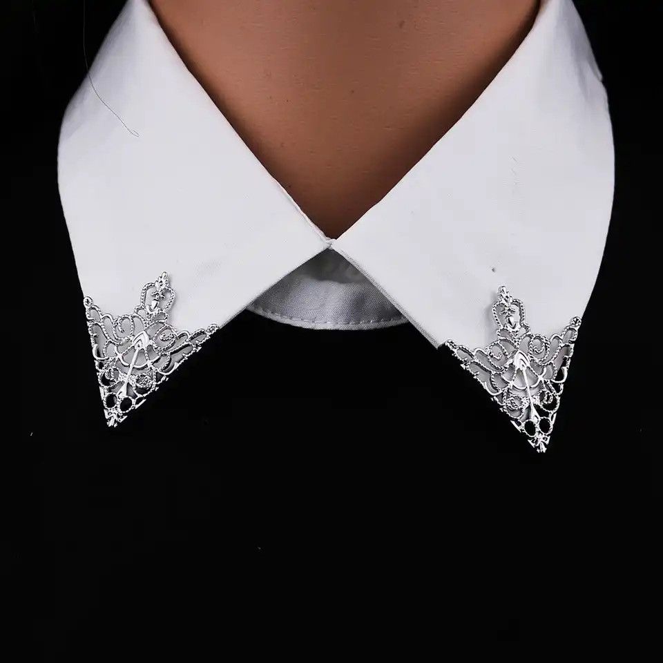 Vintage Silver Triangle Shirt Collar Pin Collar Size ONE SIZE - 2 Thumbnail