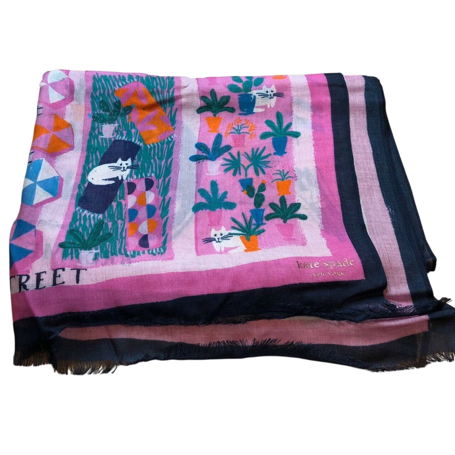 Kate Spade Kate Spade Rooftop Scene Scarf Long 27"x 79" Cozy Cats new Size ONE SIZE - 2 Thumbnail