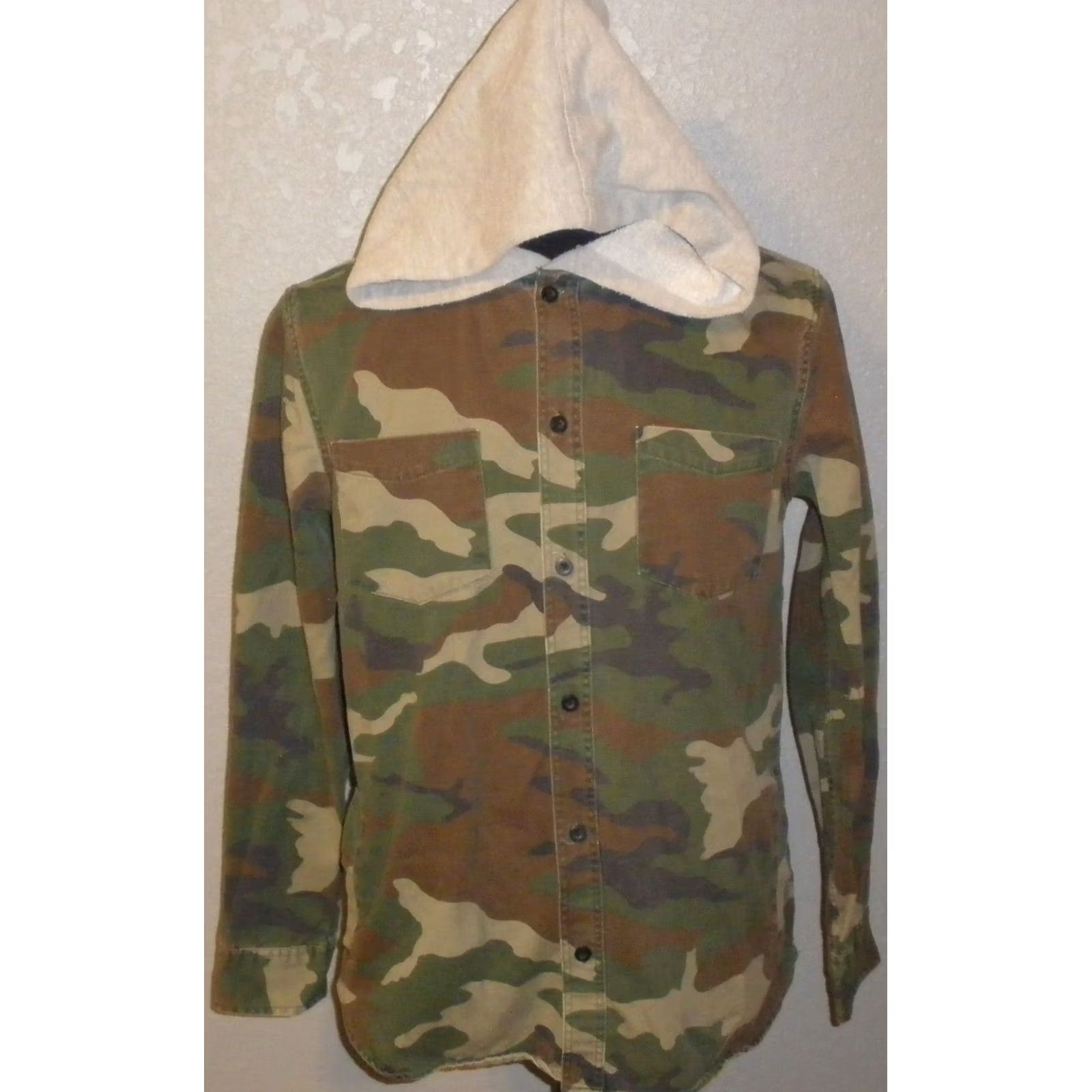 Pacsun VINTAGE PacSun Men’s M Hooded Buttoned Camouflage Long Sleeve Shirt Size US M / EU 48-50 / 2 - 2 Thumbnail