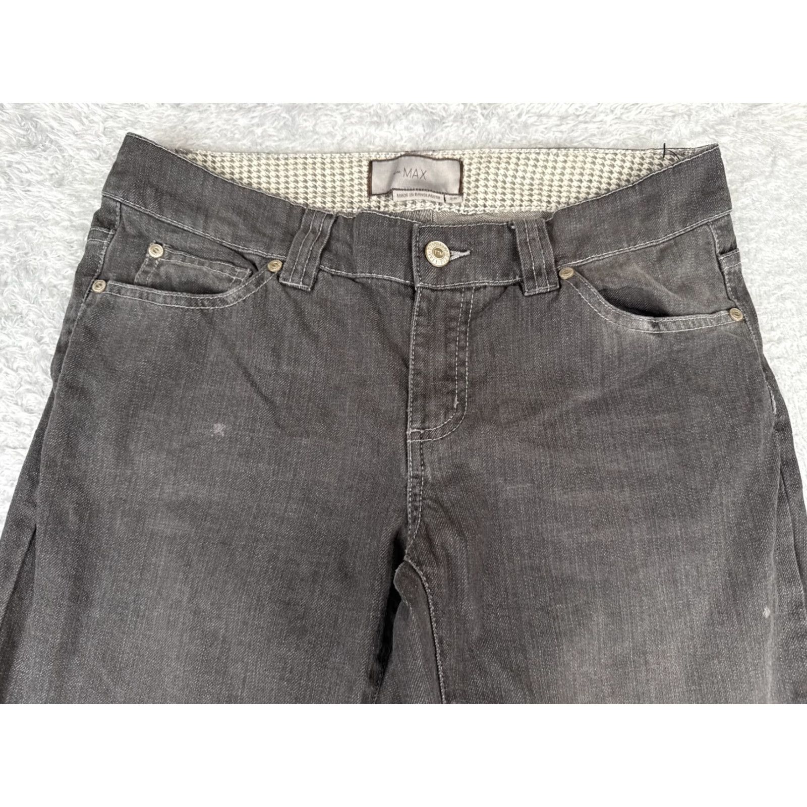 Vintage To The Max Jeans Womens 28 Gray Wide Leg Mid Rise 100% Cotton Distressed 28x32 Size 28" / US 6 / IT 42 - 4 Thumbnail