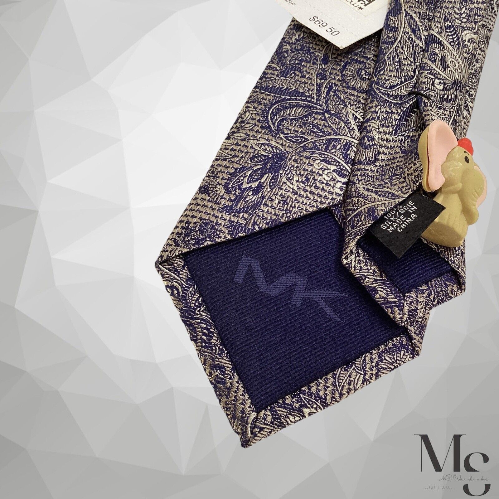 Michael Kors $69.50 MICHAEL KORS Silver Paisley Silk Tie W: 3" NWT Size ONE SIZE - 5 Thumbnail