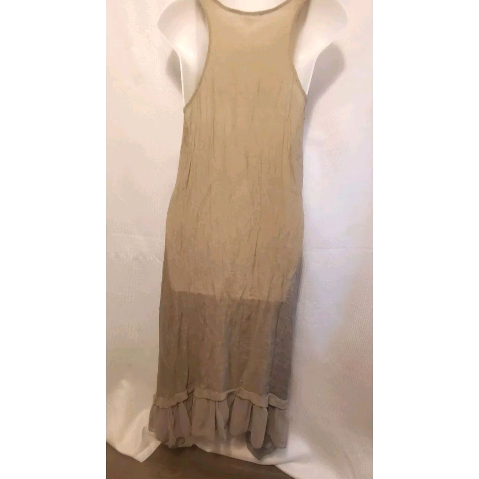 Vintage Cecico Dress S A-Line Slip Dress Tank Sleeveless Layered Ruffle Hi-Low Sheer Gauzy Polyester Lace Gray Womens Size S / US 4 / IT 40 - 4 Thumbnail