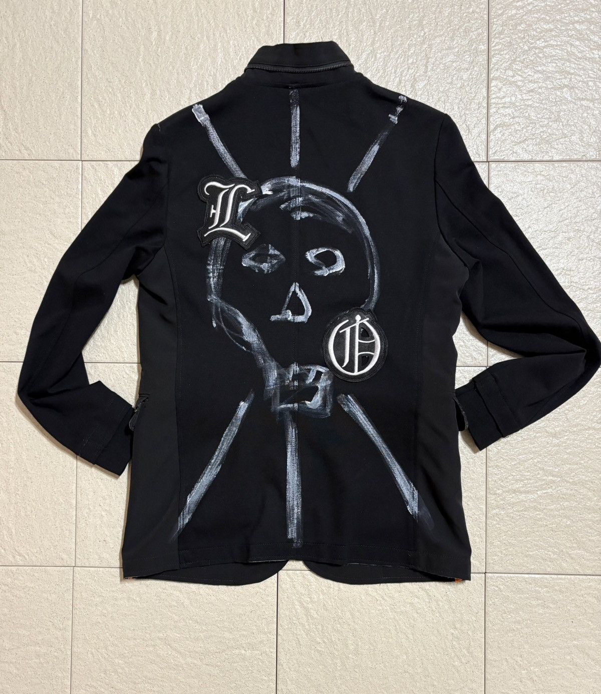Other KMH Concept Avant-Garde Black Blazer Skull Hand Painted Size 50S - 1 Thumbnail