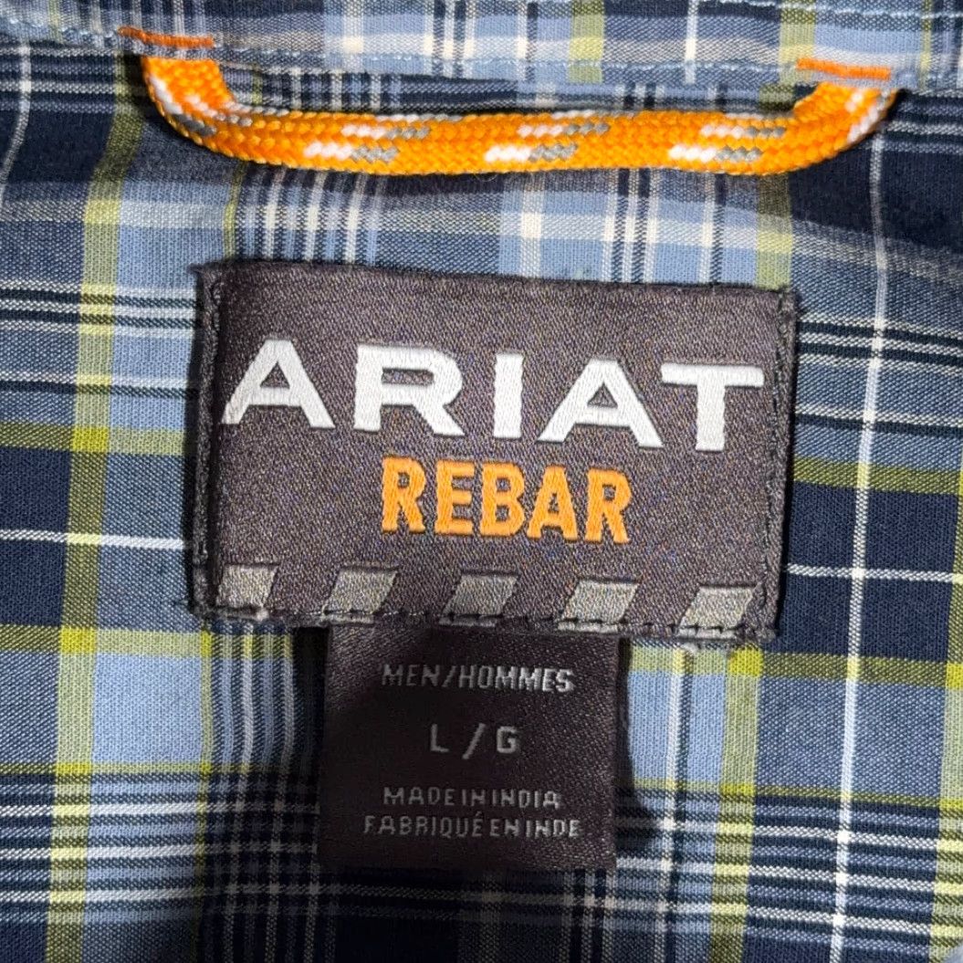 Ariat Ariat Shirt Adult LARGE Blue Plaid Rebar Workwear Outdoor Pockets Stretch Size US L / EU 52-54 / 3 - 5 Thumbnail