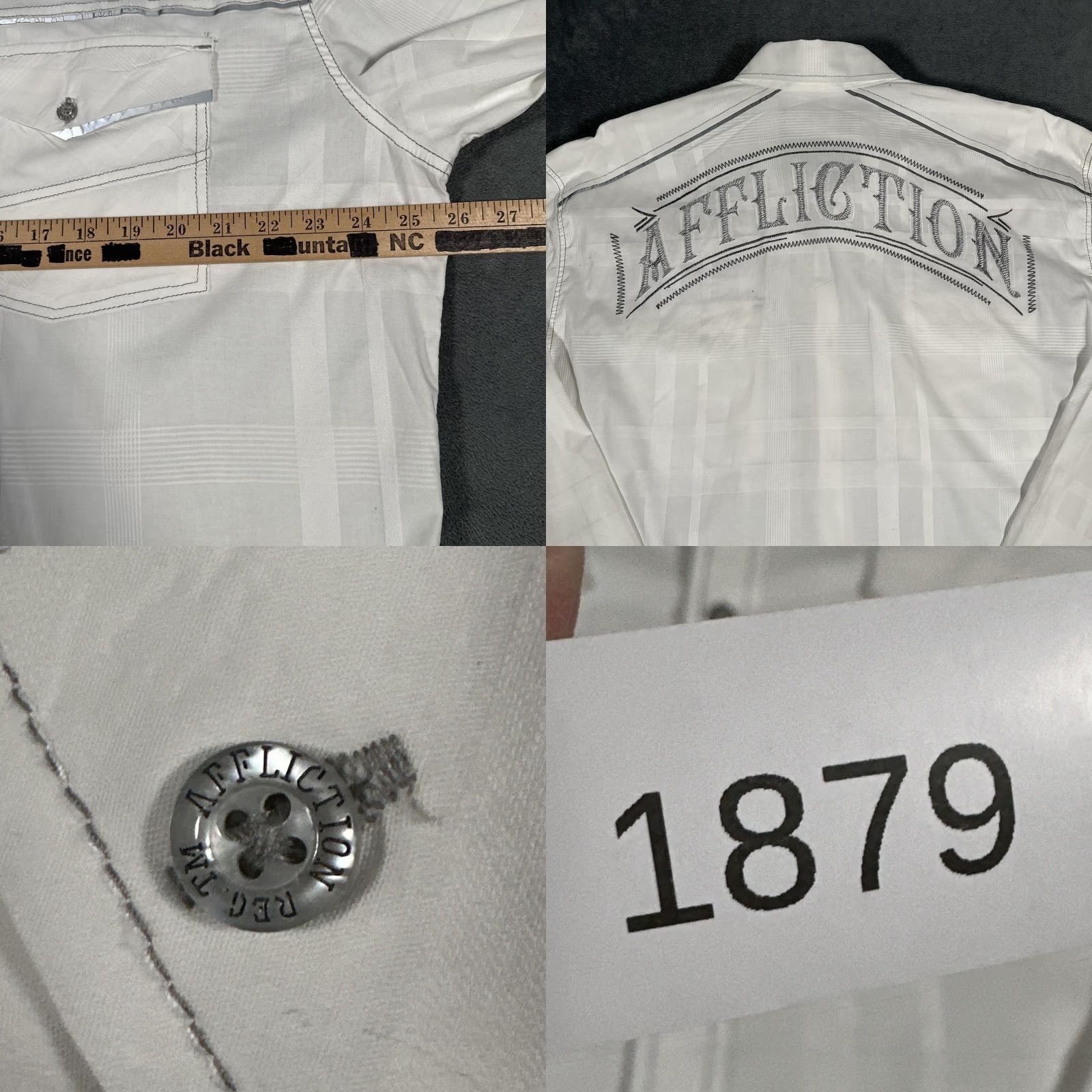 Affliction Affliction Shirt 2XL White Long Sleeve Western Buckle Exclusive Reflective Mens Size US XXL / EU 58 / 5 - 8 Thumbnail