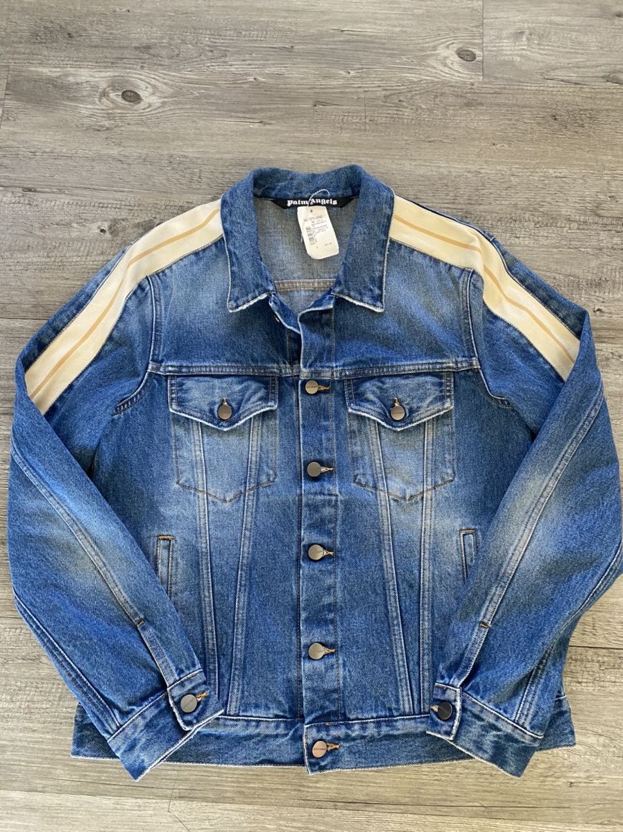 Image of Palm Angels - Indigo Track Denim Jacket, Men's (Size Small)