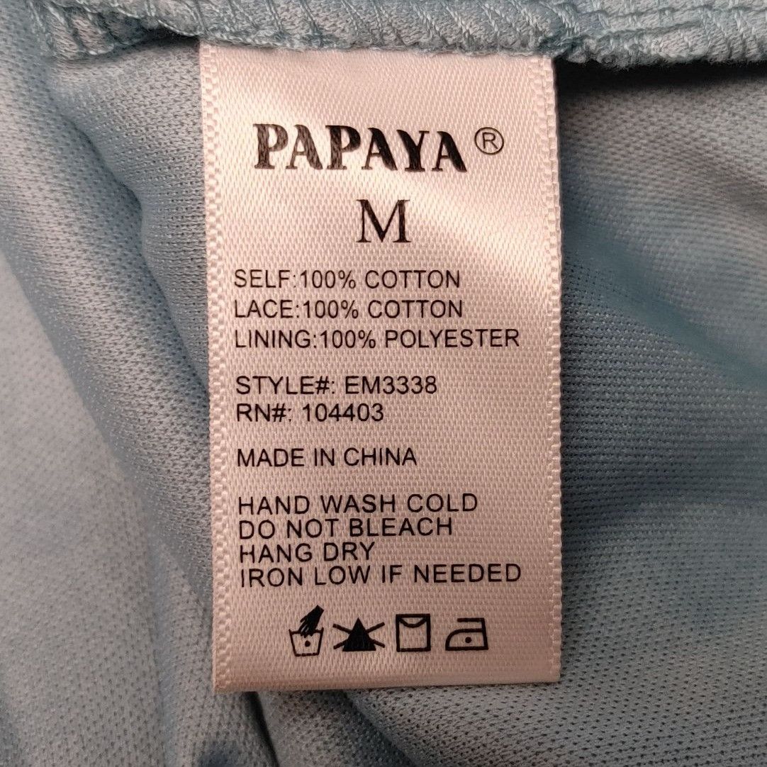 Other Papaya Women's Light Blue Ruffled off Shoulder Lace Sleevele Size M / US 6-8 / IT 42-44 - 3 Thumbnail