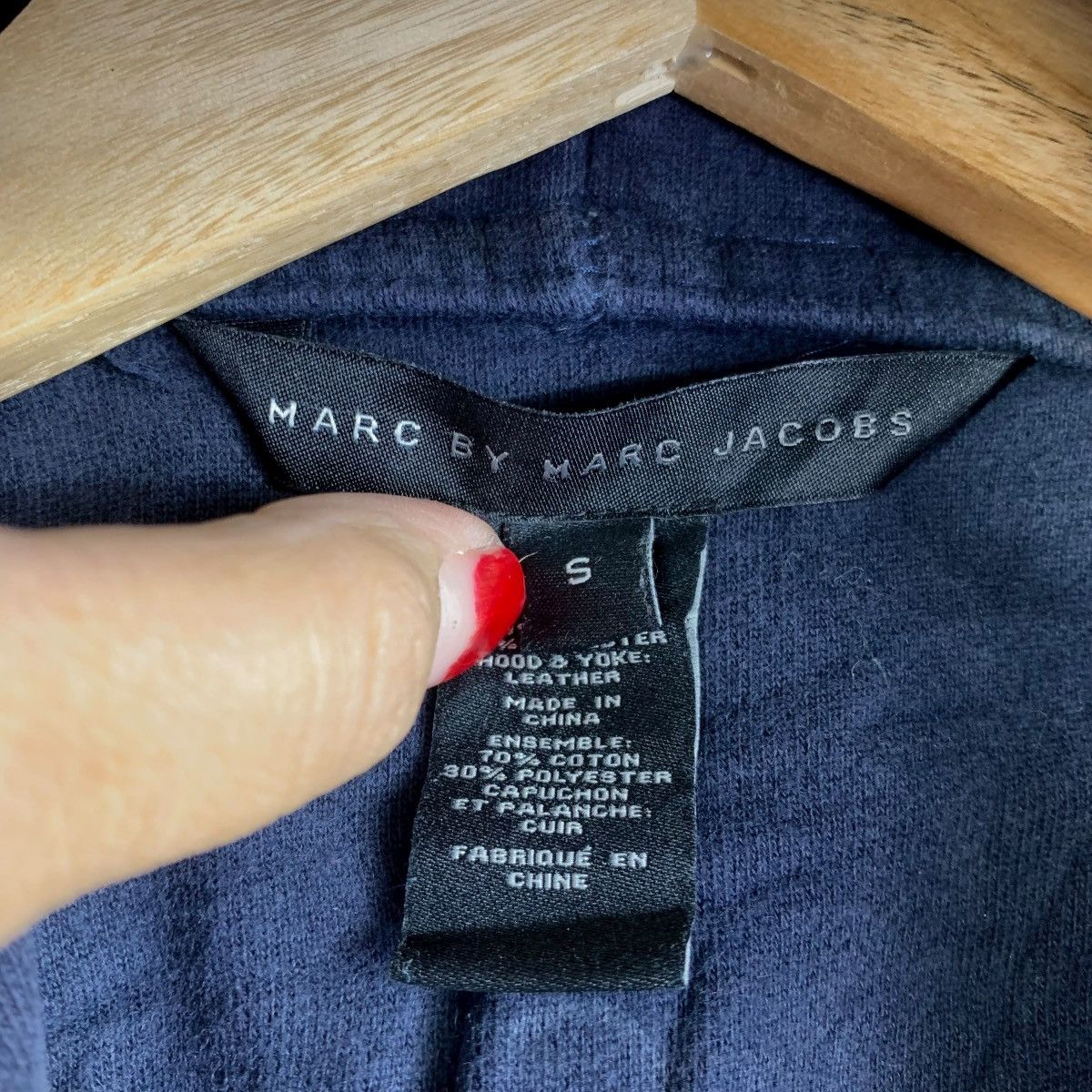 Marc by Marc Jacobs MARC by MARC JACOBS Leather Panel Zip Hoodie Navy Blue Size US S / EU 44-46 / 1 - 3 Thumbnail