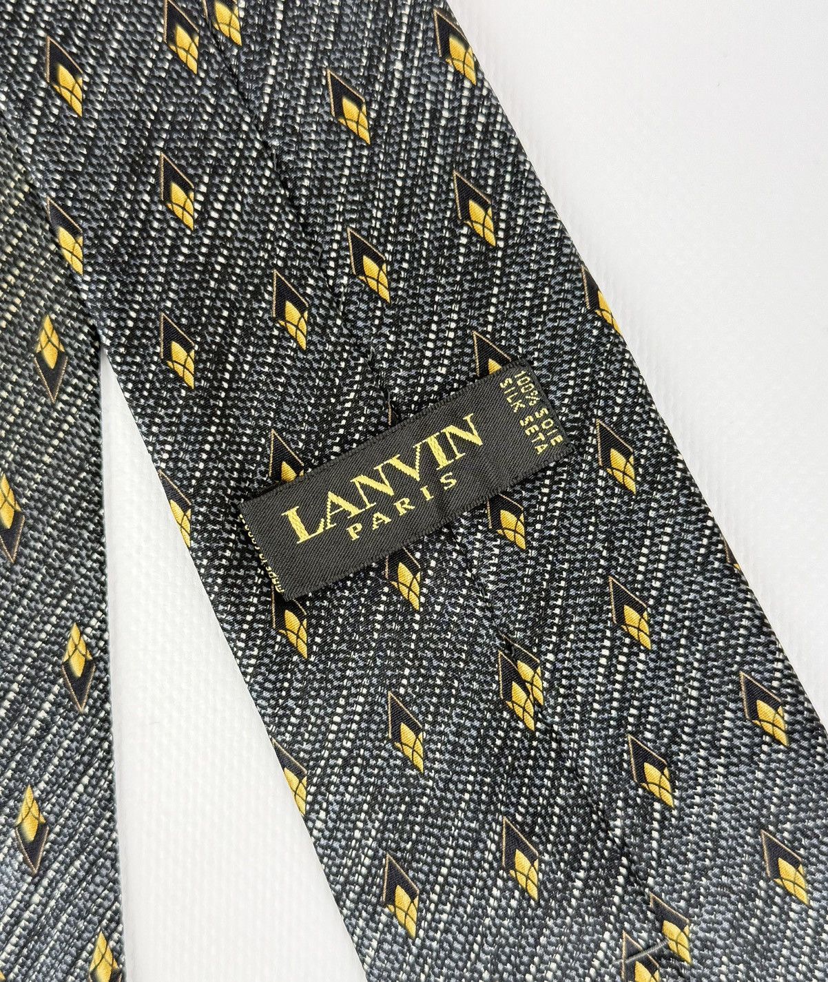 Lanvin Lanvin Paris 100% silk Tie Necktie for Men Top Luxury Gray Size ONE SIZE - 8 Thumbnail