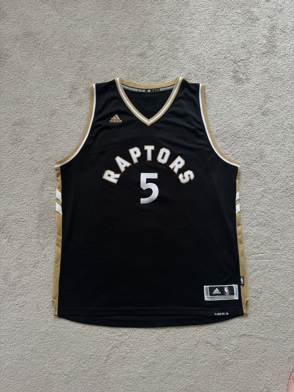 image of Adidas Nba Toronto Raptors Jersey Demarre Carroll 5 in Black, Men's (Size 2XL)