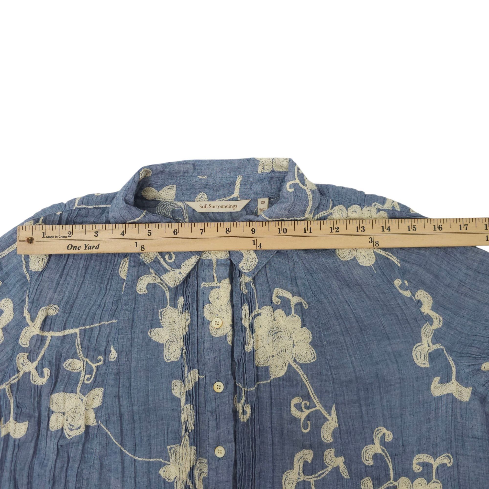 Soft Surroundings Soft Surroundings Pleated Floral Top Womens XS Embroidered Size XS / US 0-2 / IT 36-38 - 5 Thumbnail